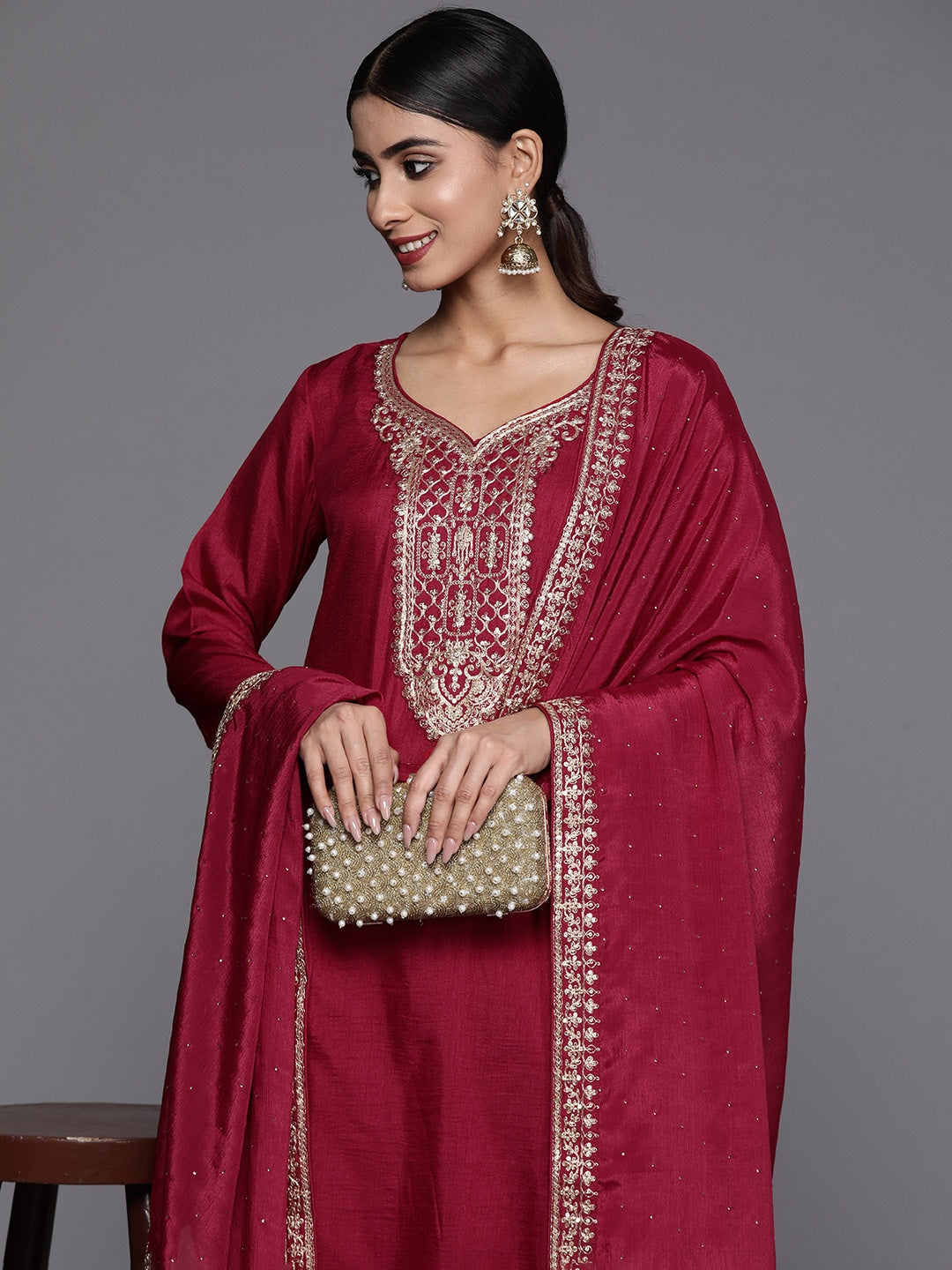 Embroidery work cp vichitra Kurta Set