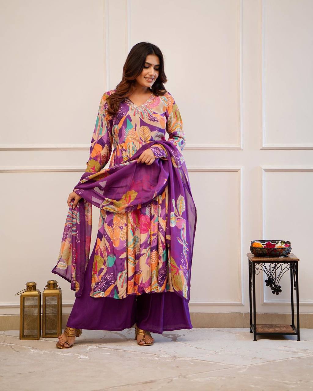 Women Embroidered PURE RUSSIAN SILK kurta set