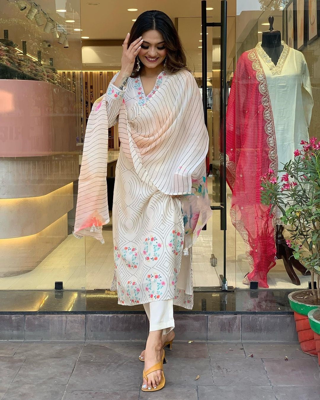 Women Embroidered Straight Kurta Set