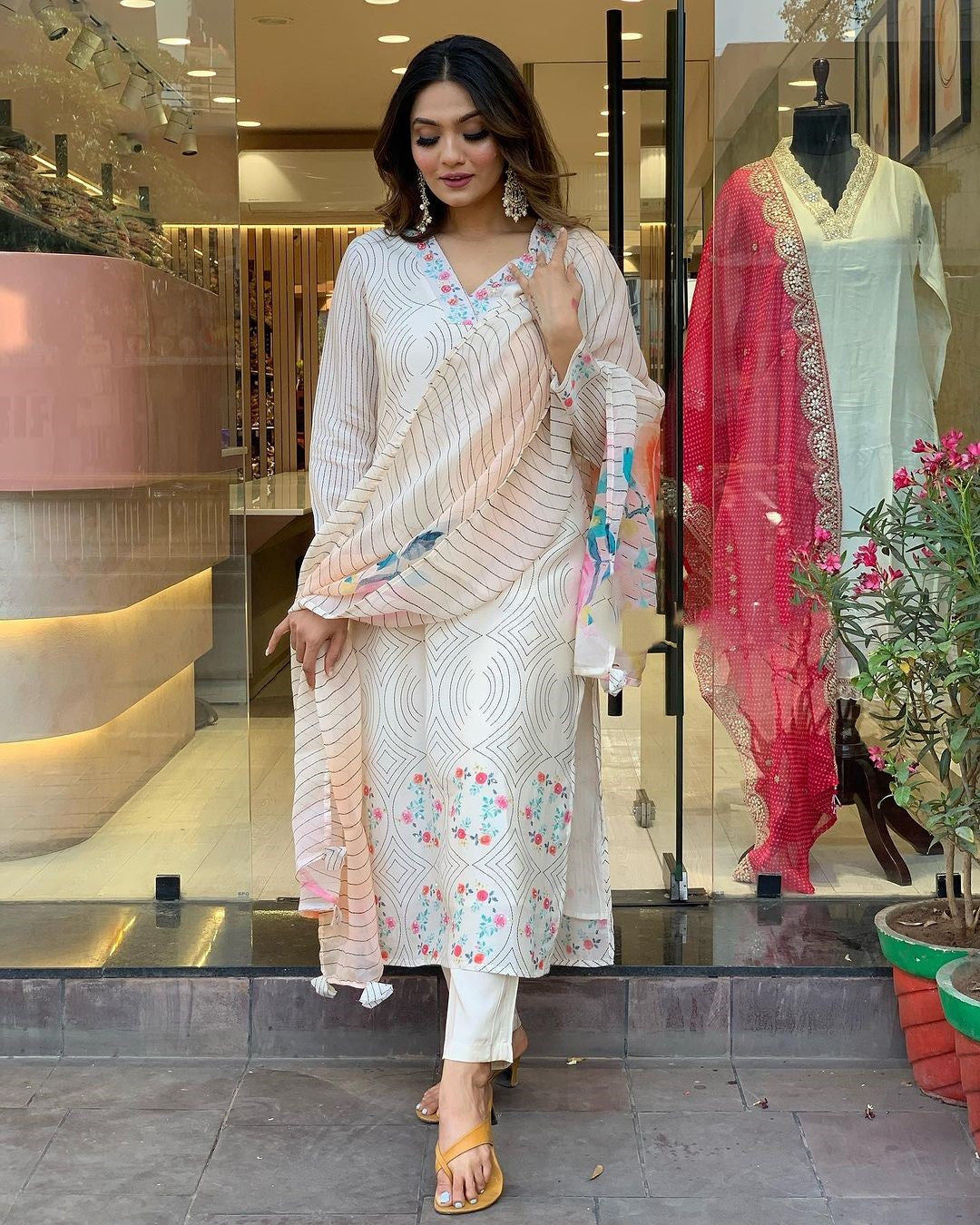 Women Embroidered Straight Kurta Set