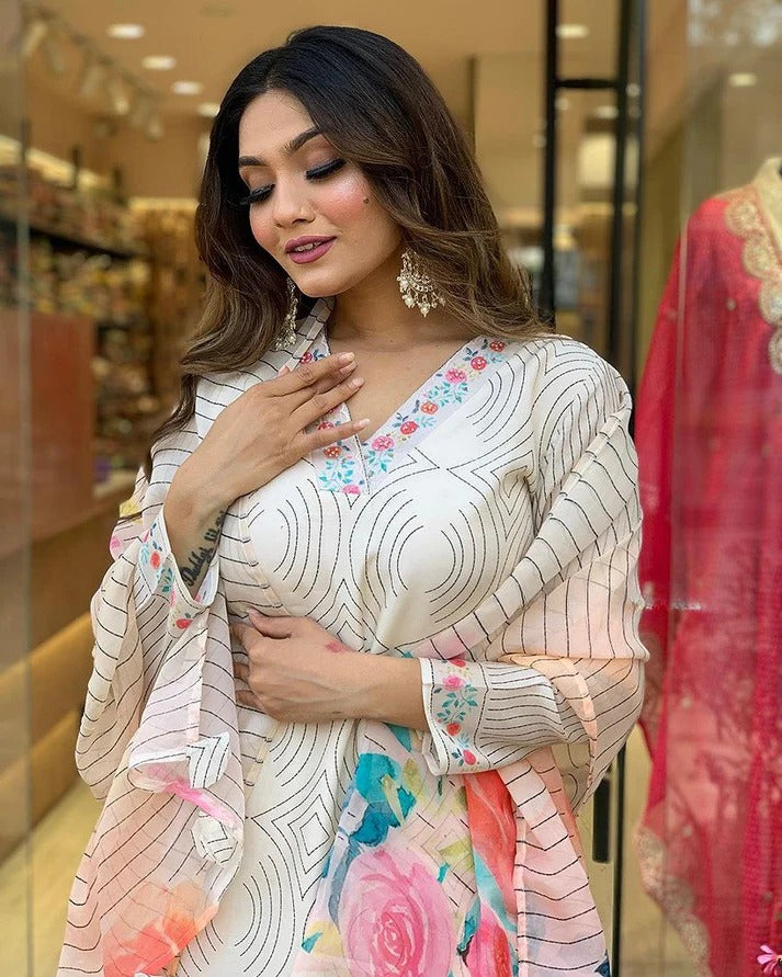Women Embroidered Straight Kurta Set