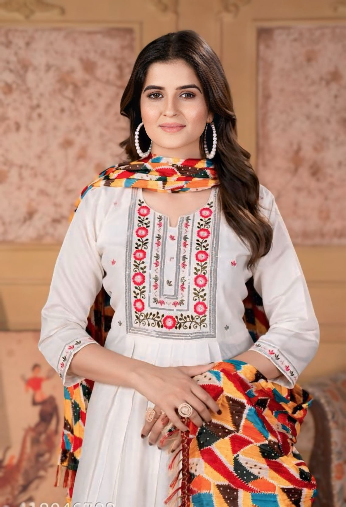 Women Embroidered Viscose Chanderi kurta set