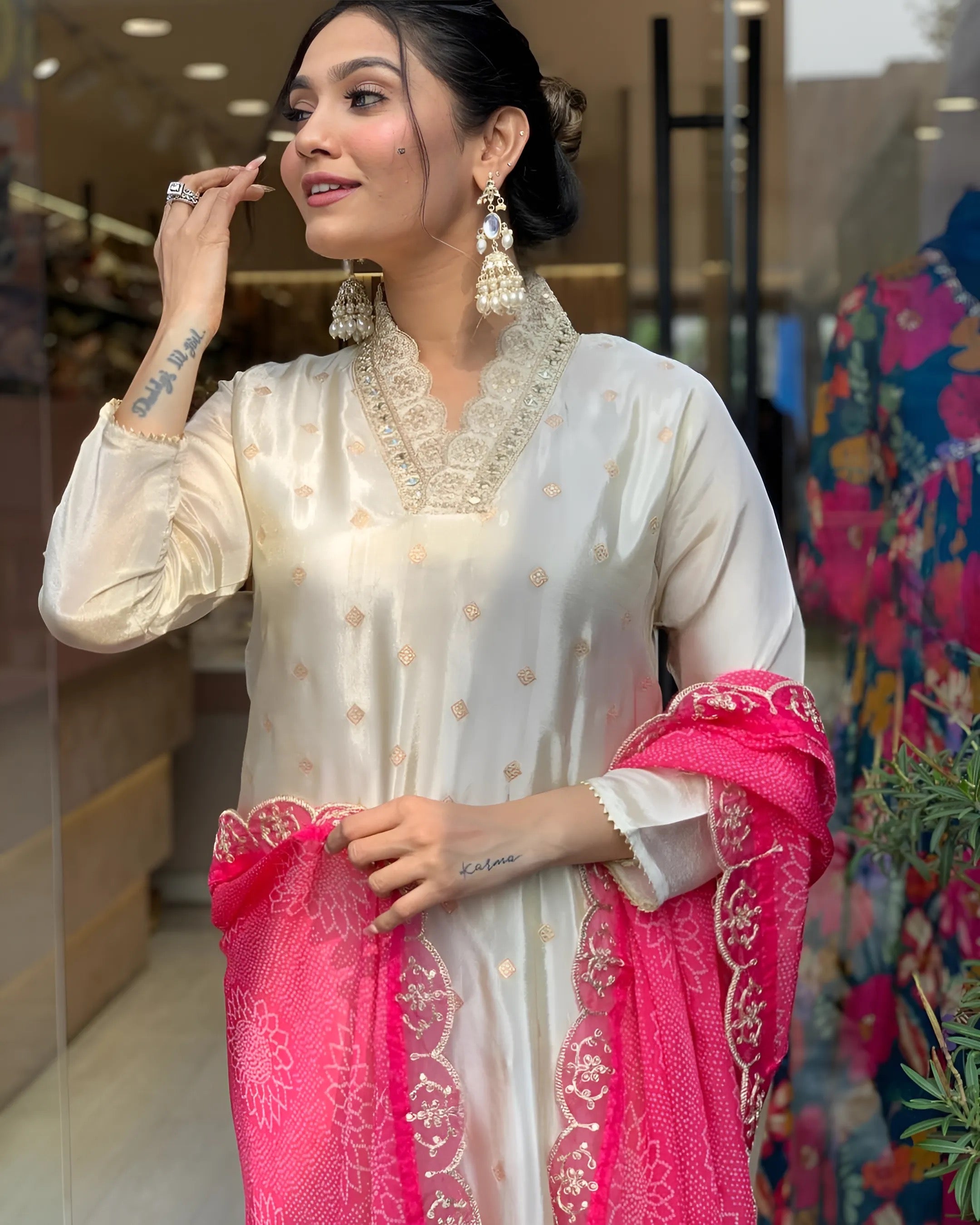 Women Embroidered Straight Kurta Set