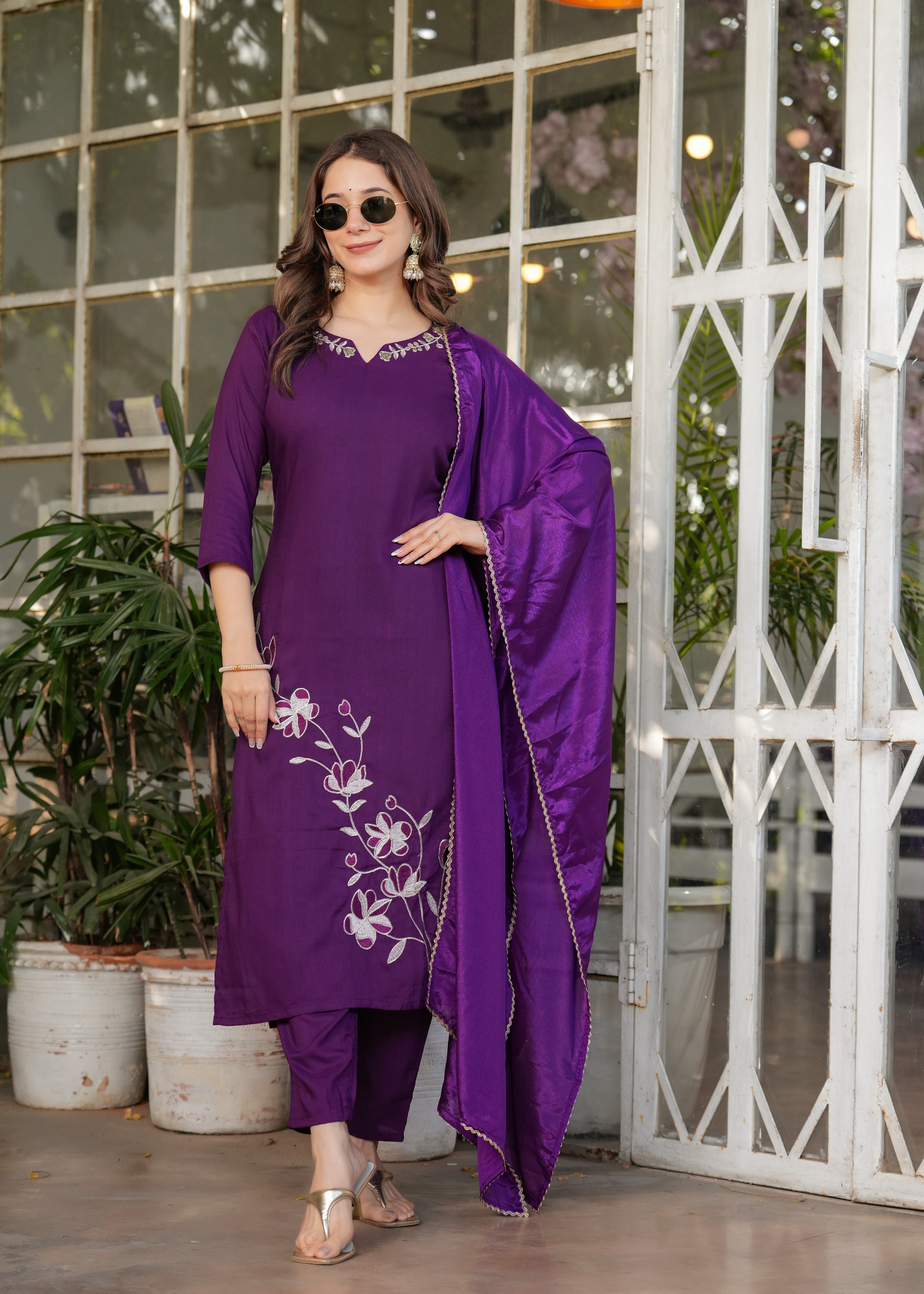 Elegant Purple Printed Kurti