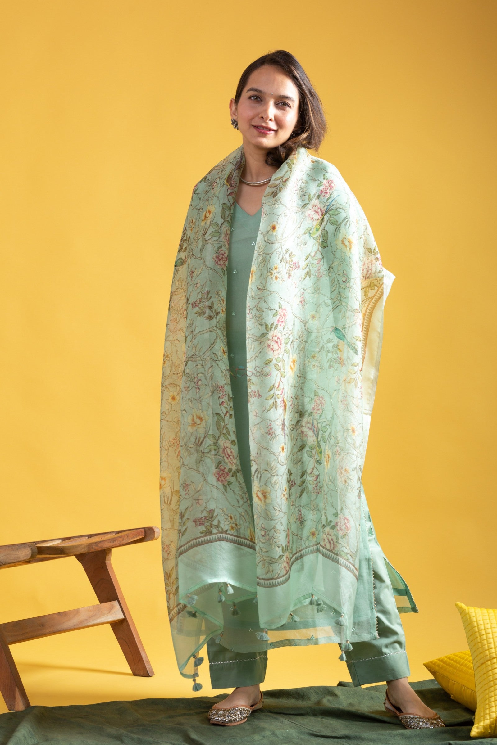 Simple and Elegant Pastel Green Kurti