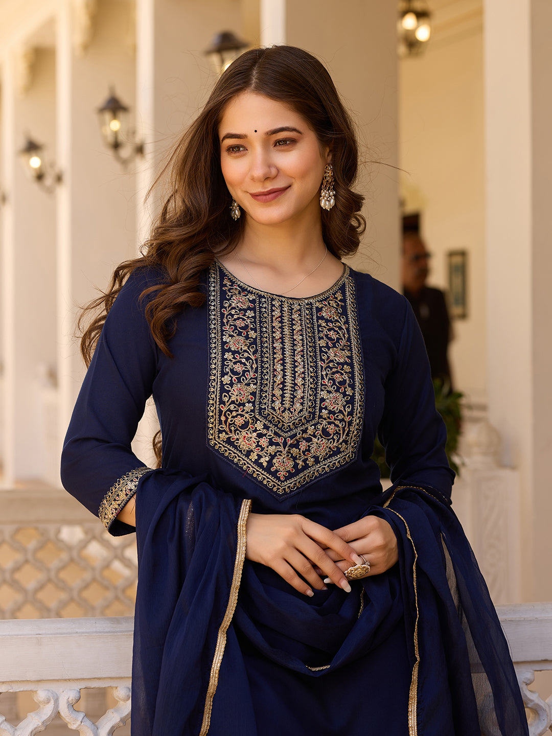 Elegant Navy Blue Kurti Set