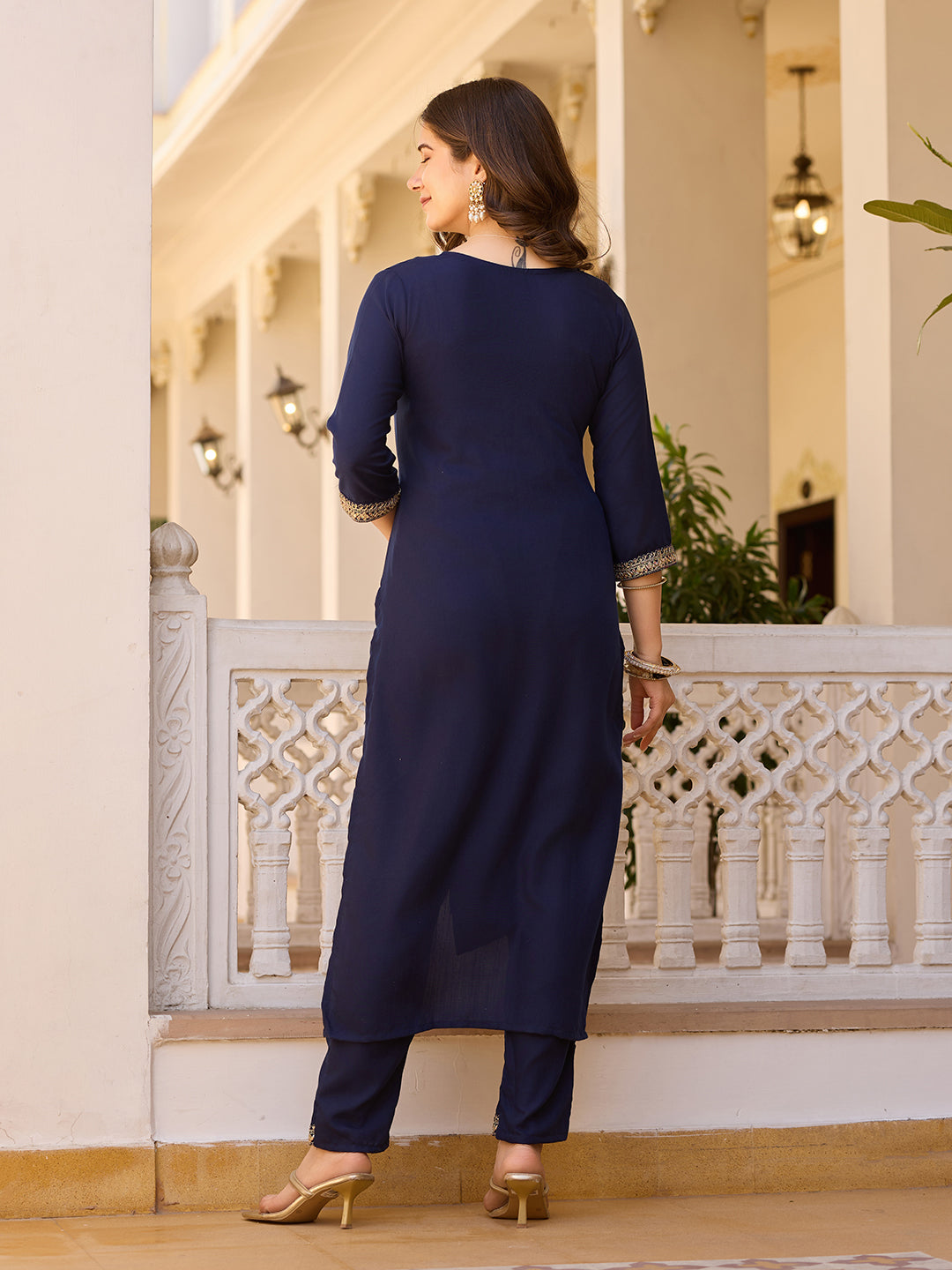 Elegant Navy Blue Kurti Set