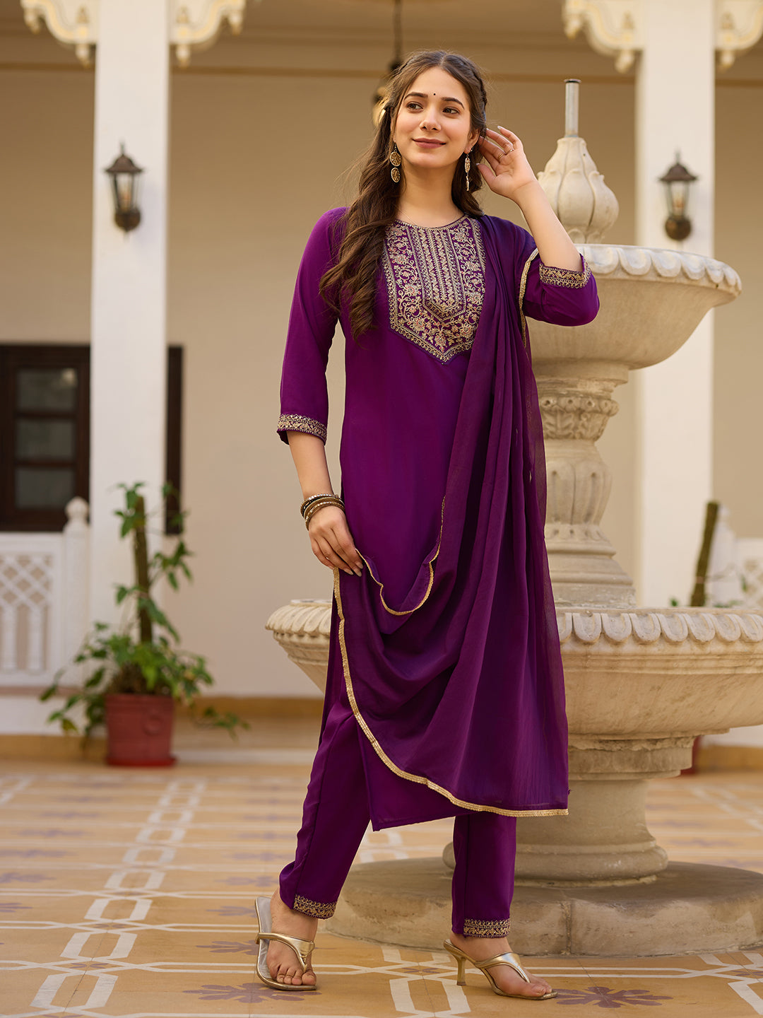 Elegant Purple Wine Kurti Set