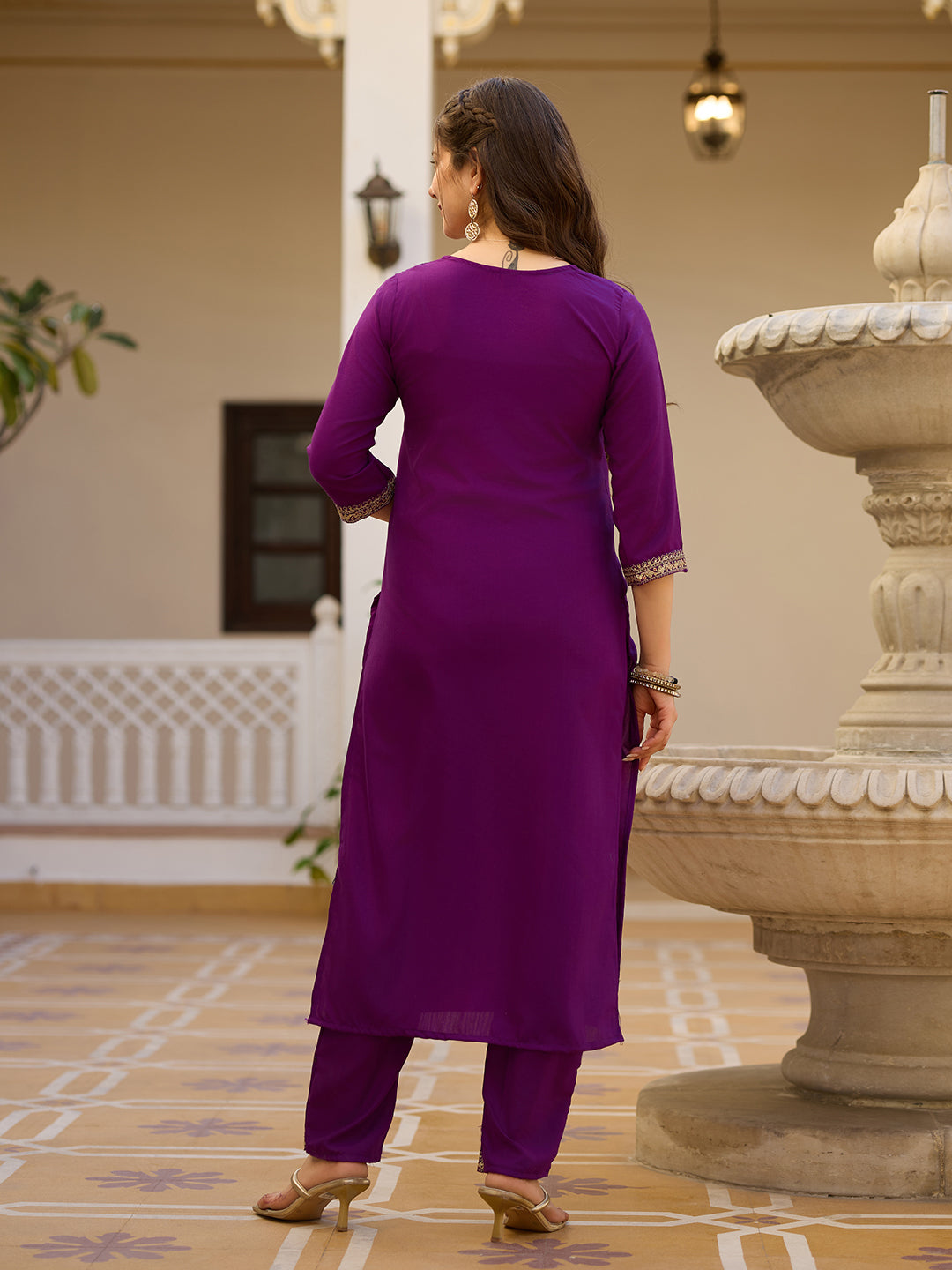 Elegant Purple Wine Kurti Set