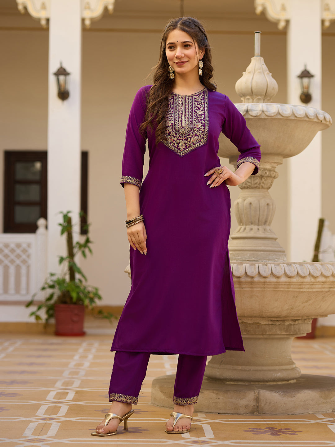 Elegant Purple Wine Kurti Set