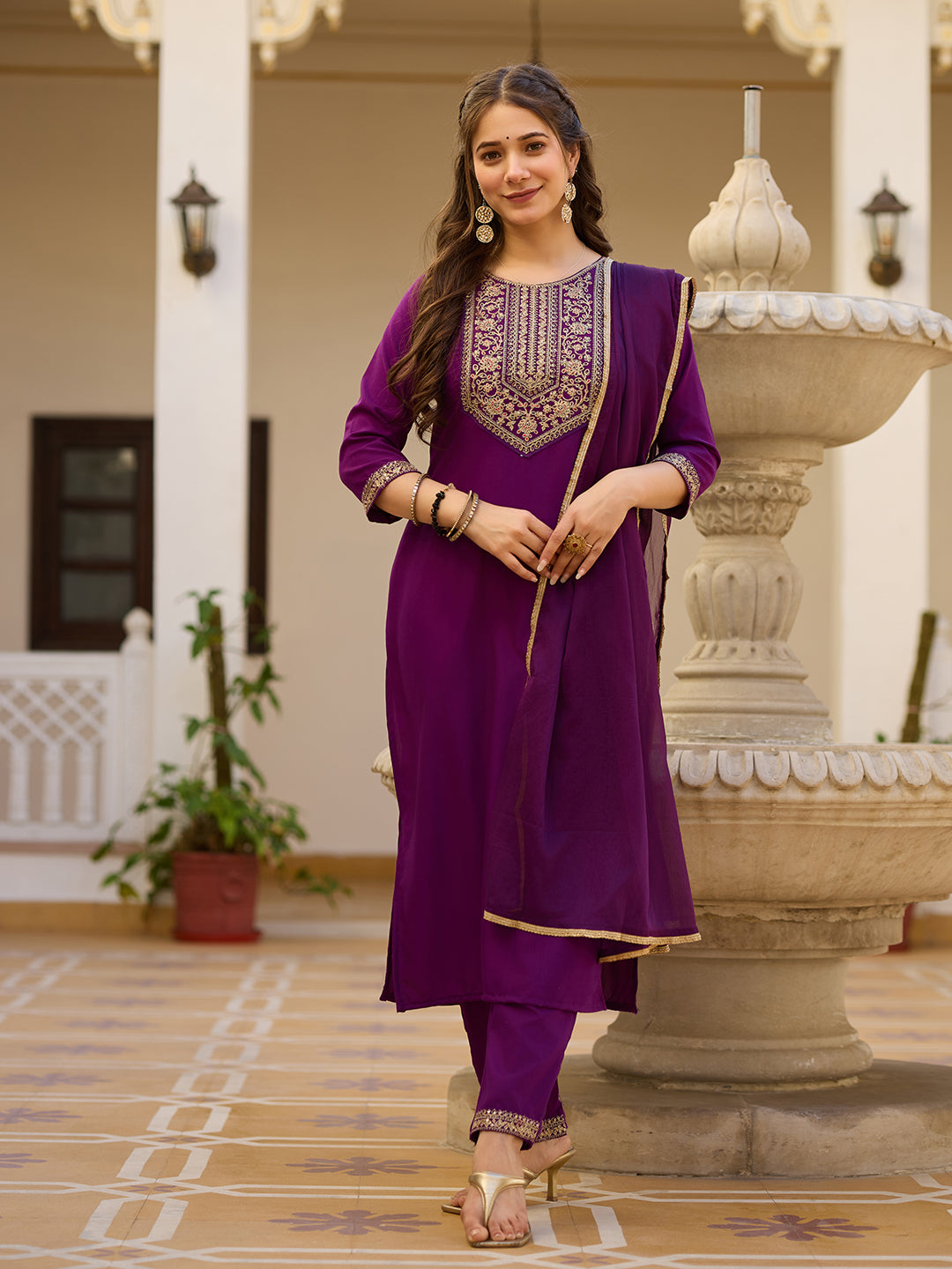 Elegant Purple Wine Kurti Set