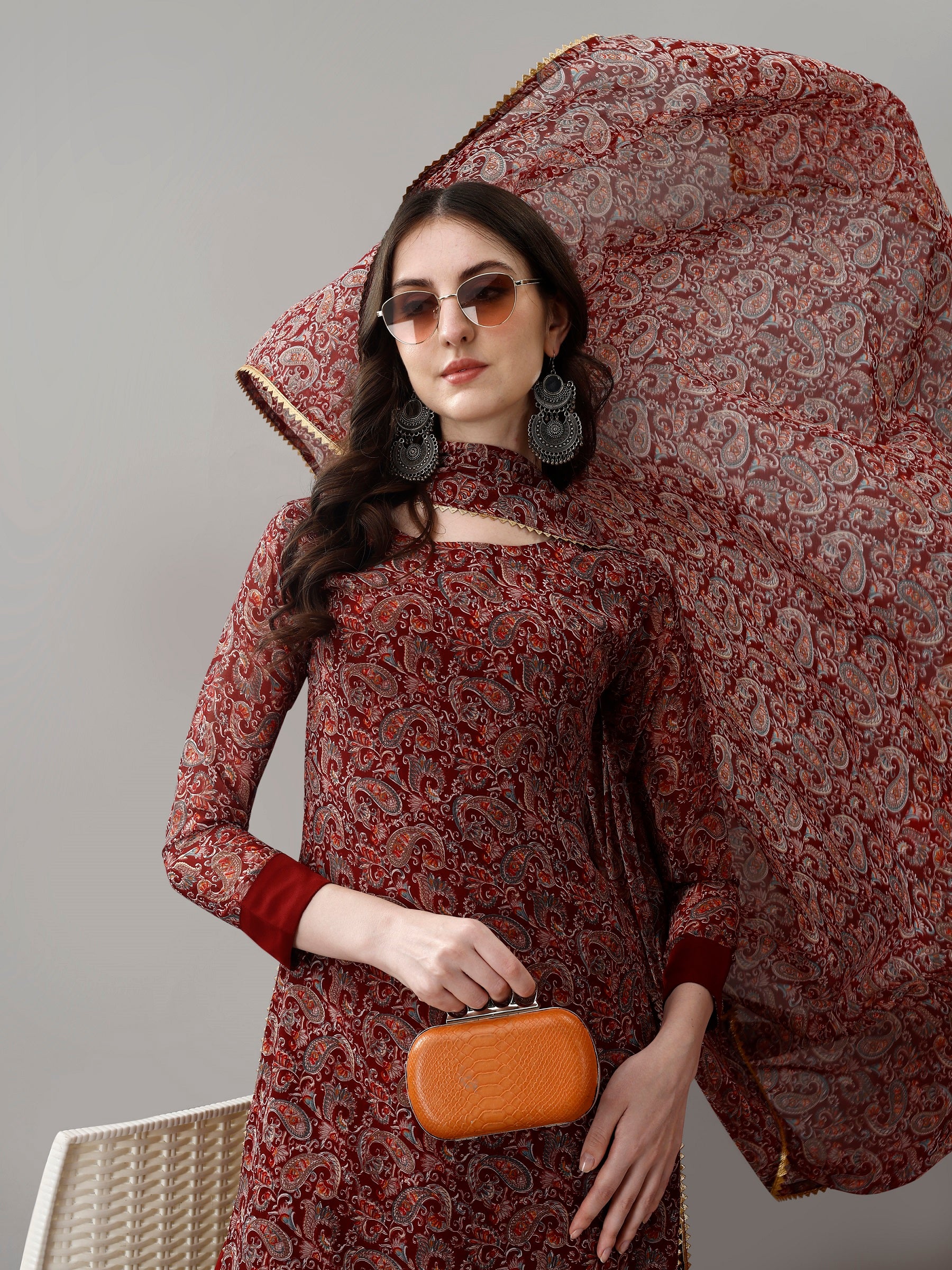 Maroon-Red Printed Design Kurti