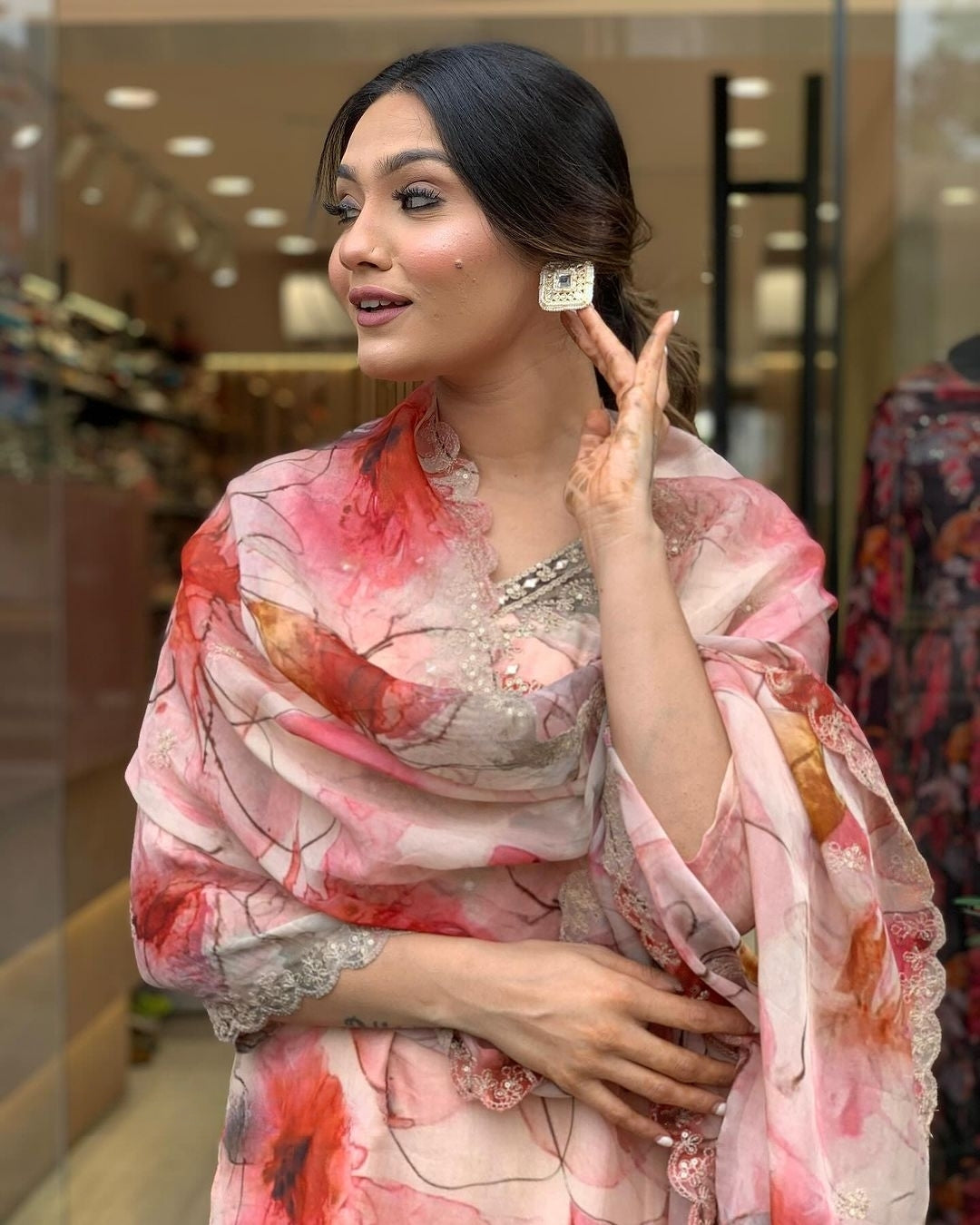 Leaf Print Kurta Set