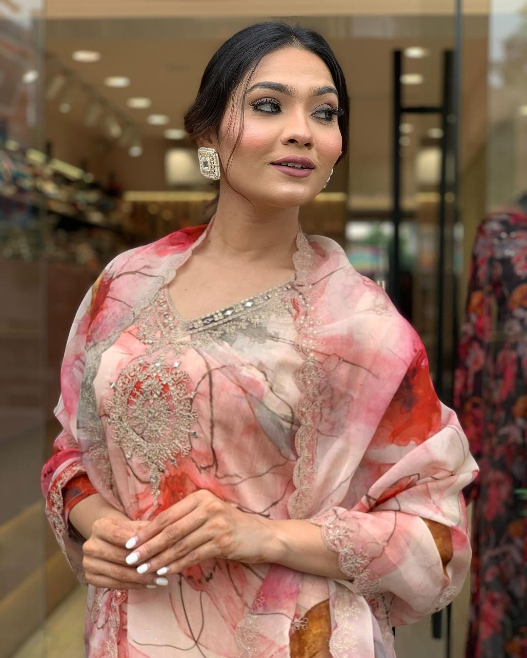 Leaf Print Kurta Set