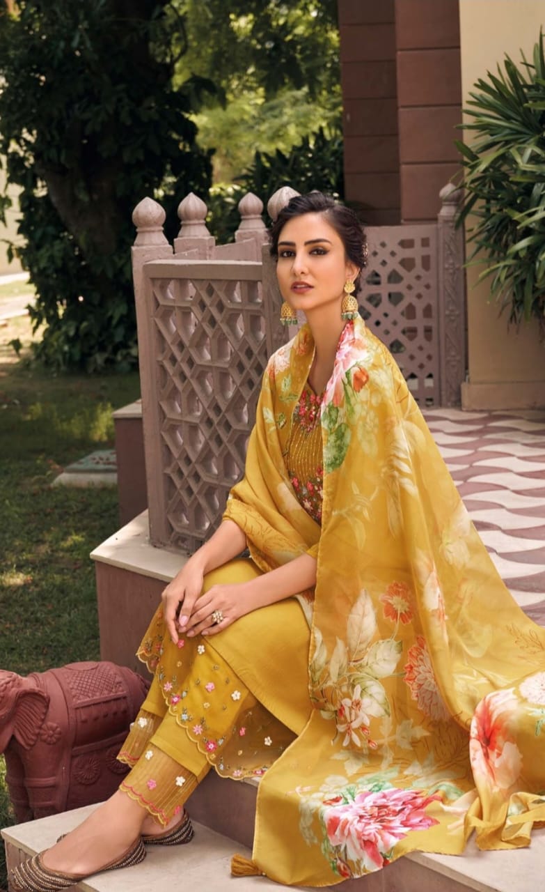 Women Embroidered Straight Kurta & Pants with Dupatta Set