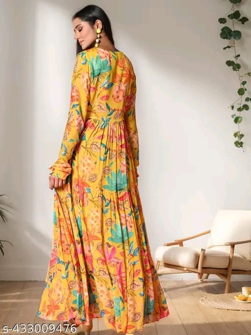 Elegant Yellow Floral Anarkali