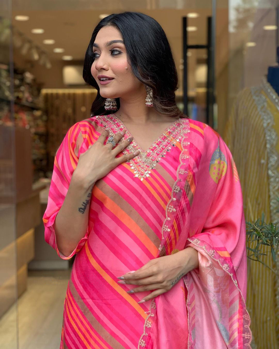 Women Embroidered PURE RUSSIAN SILK kurta set