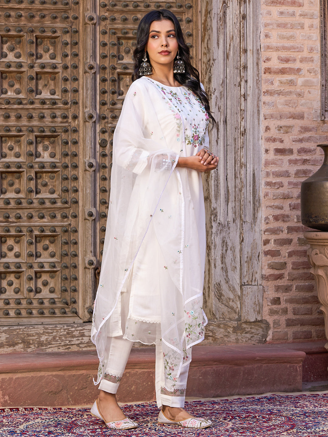Women Embroidered Flared Kurta Set