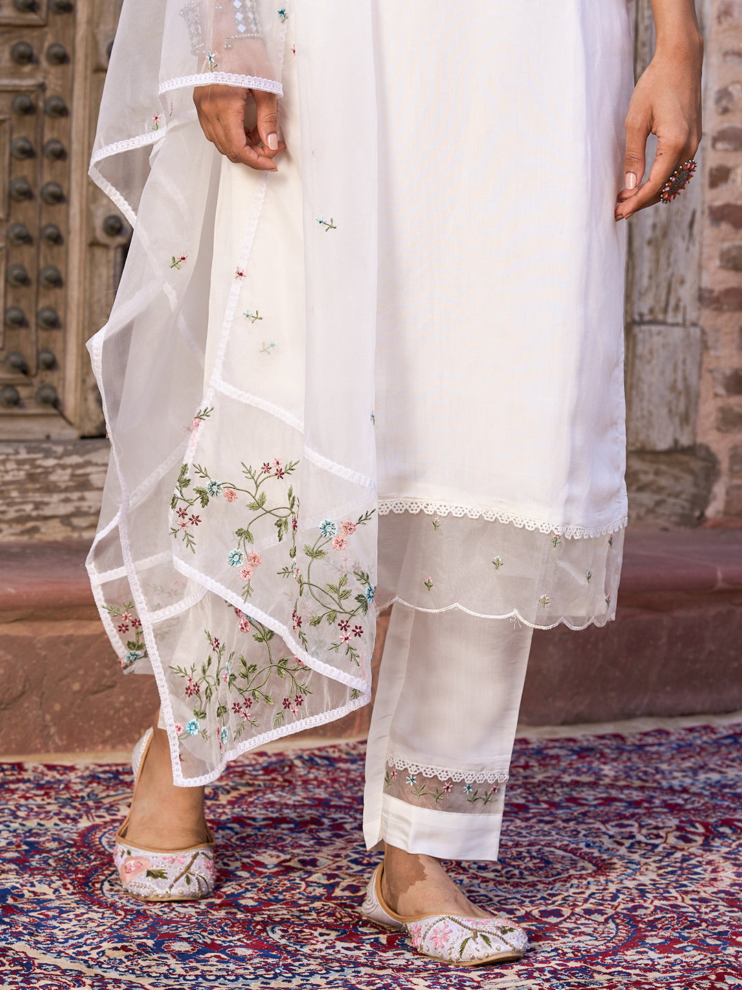 Women Embroidered Flared Kurta Set