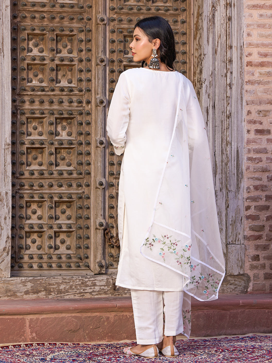 Women Embroidered Flared Kurta Set