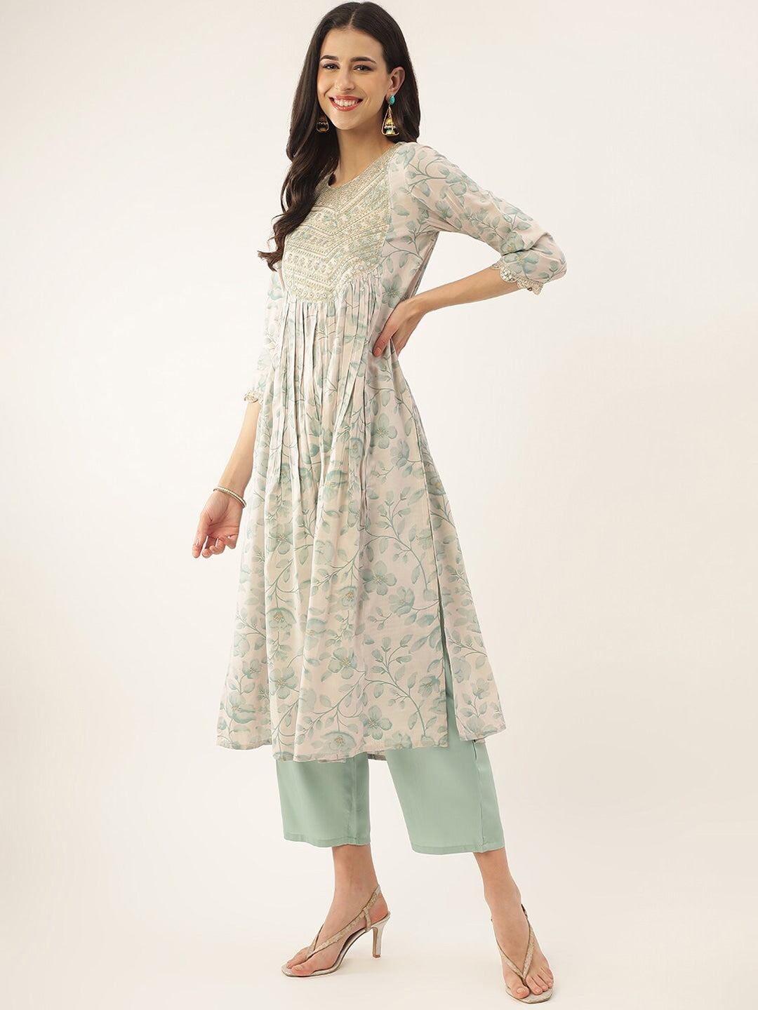 Women Embroidered Anarkali Kurta Suit Set
