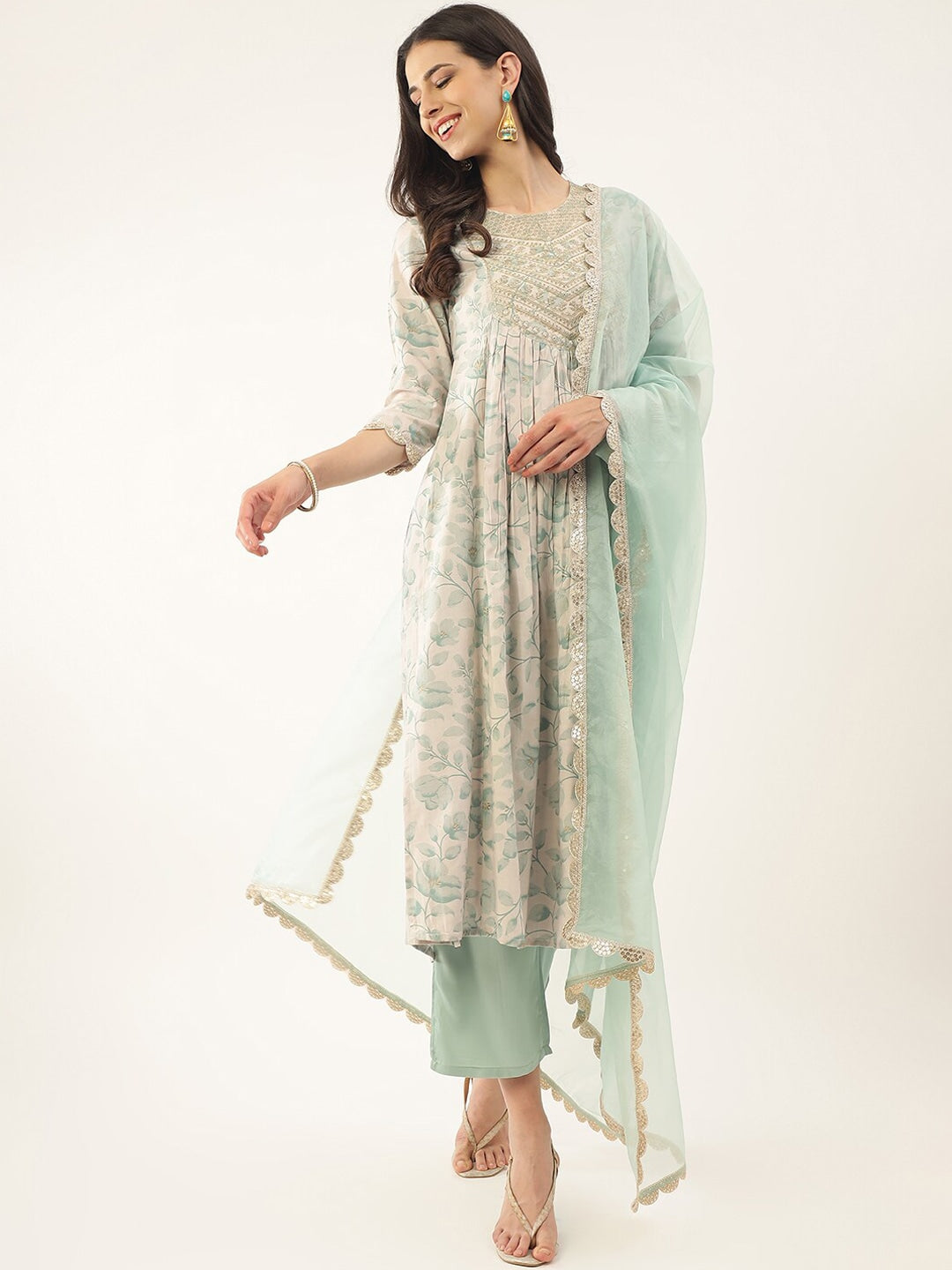 Women Embroidered Anarkali Kurta Suit Set
