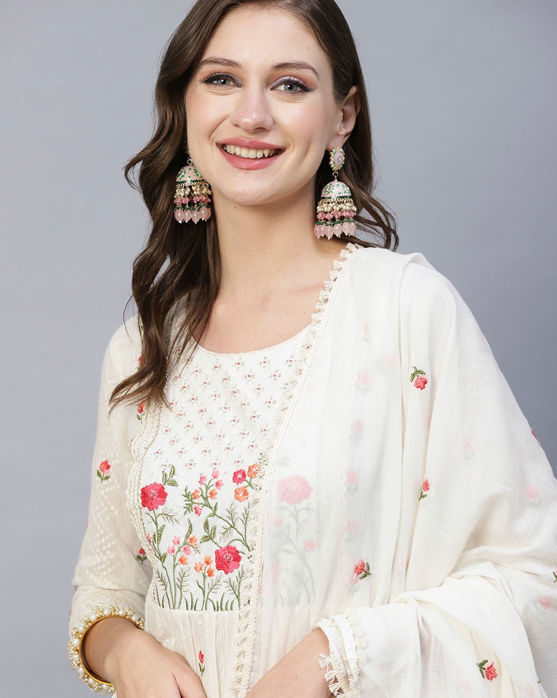Women heavy Embroidered Viscose Rayon Blend kurta set
