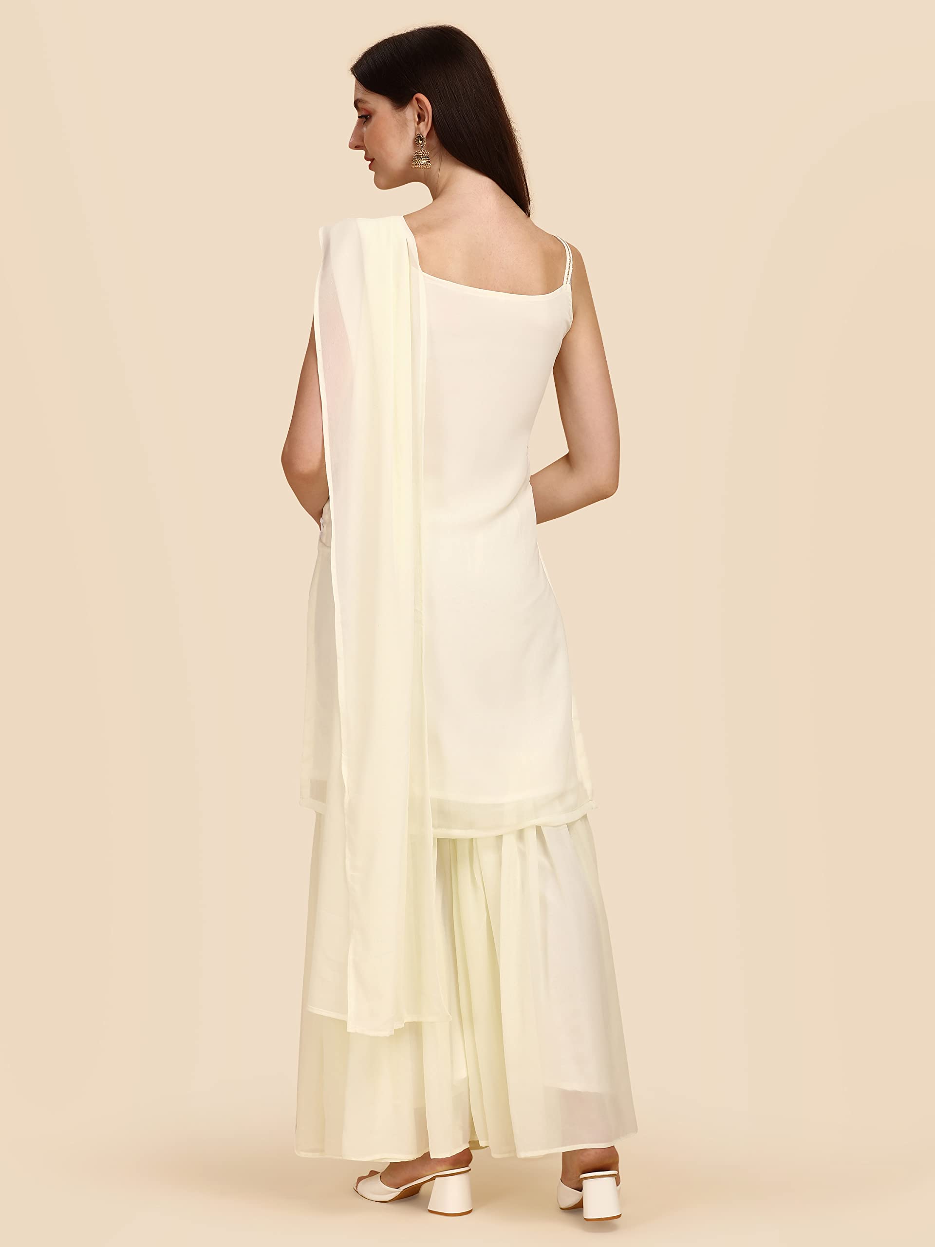 Women Lace Straight Kurta & Sharara with Dupatta Set