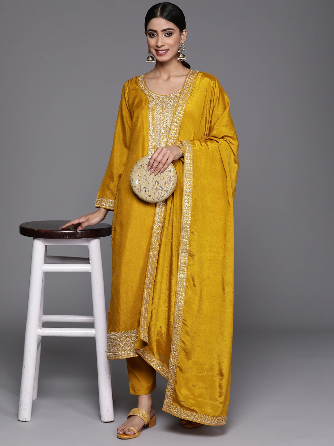 Embroidery work cp vichitra Kurta Set