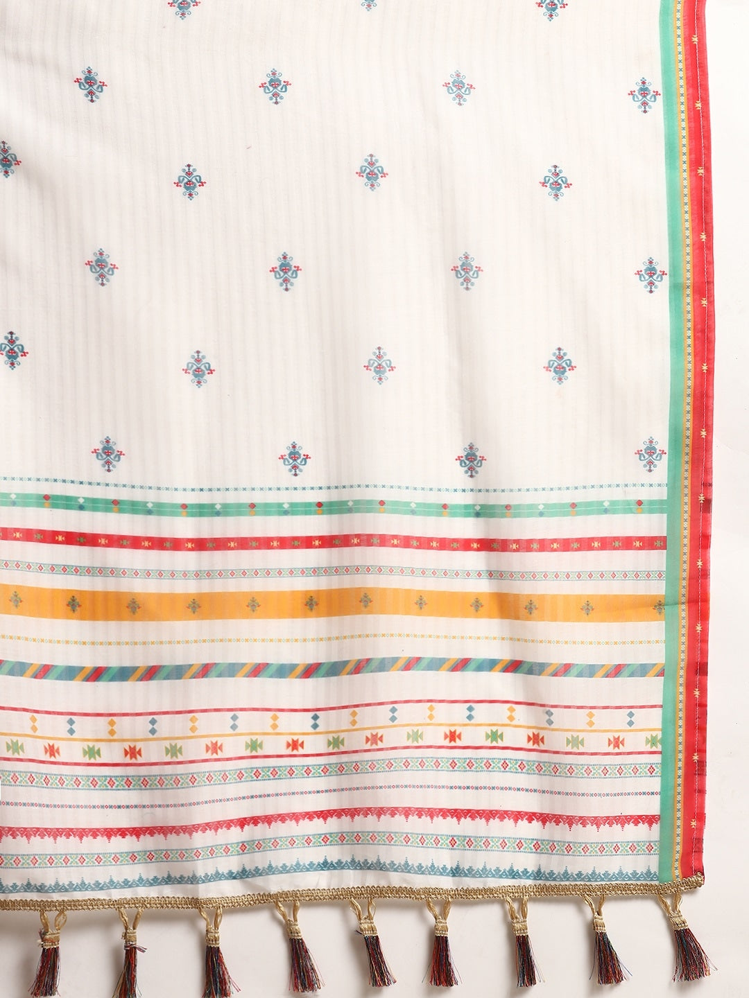 Women Embroidered Flared Kurta with Pants & Dupatta
