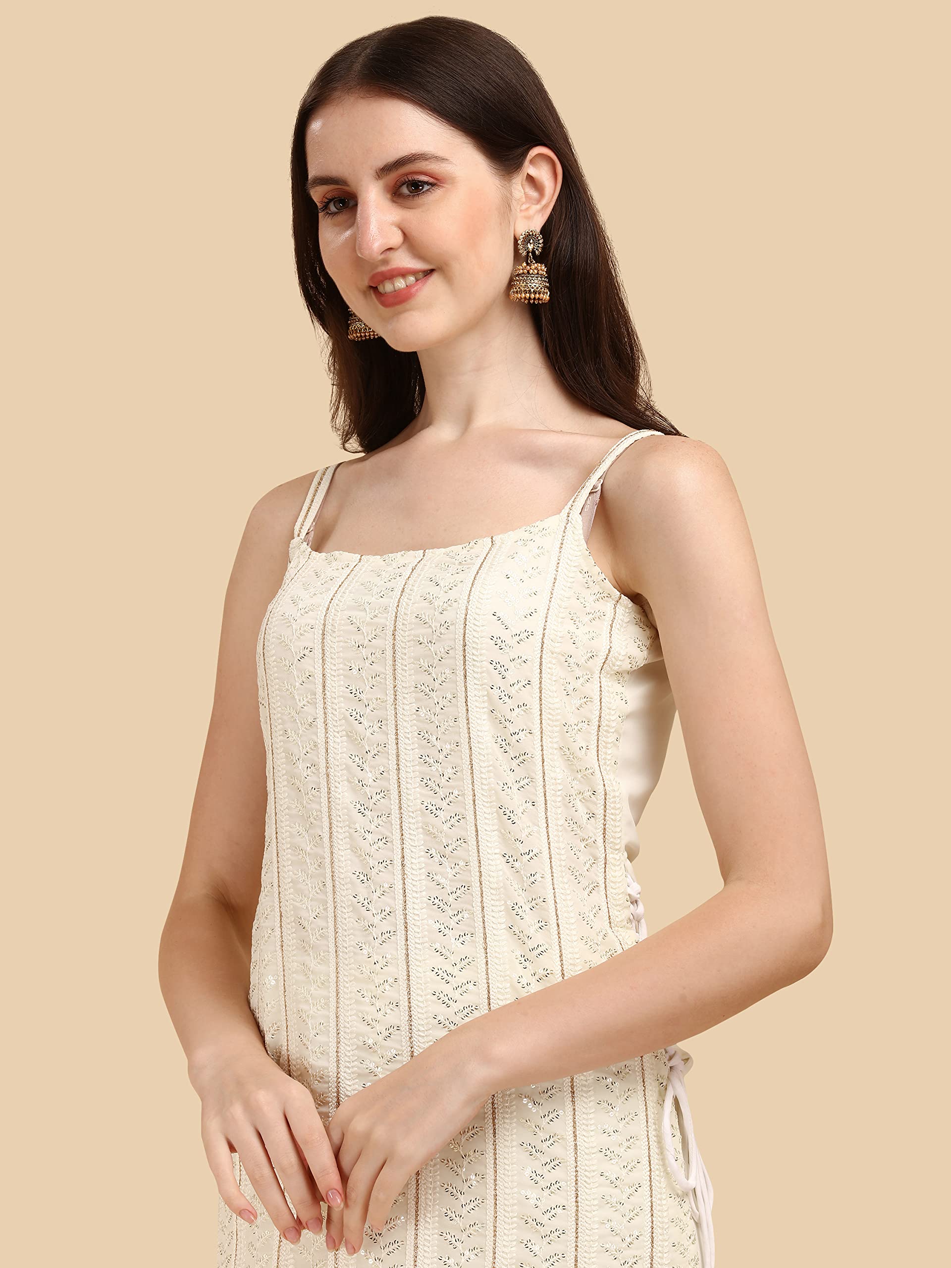 Women Lace Straight Kurta & Sharara with Dupatta Set