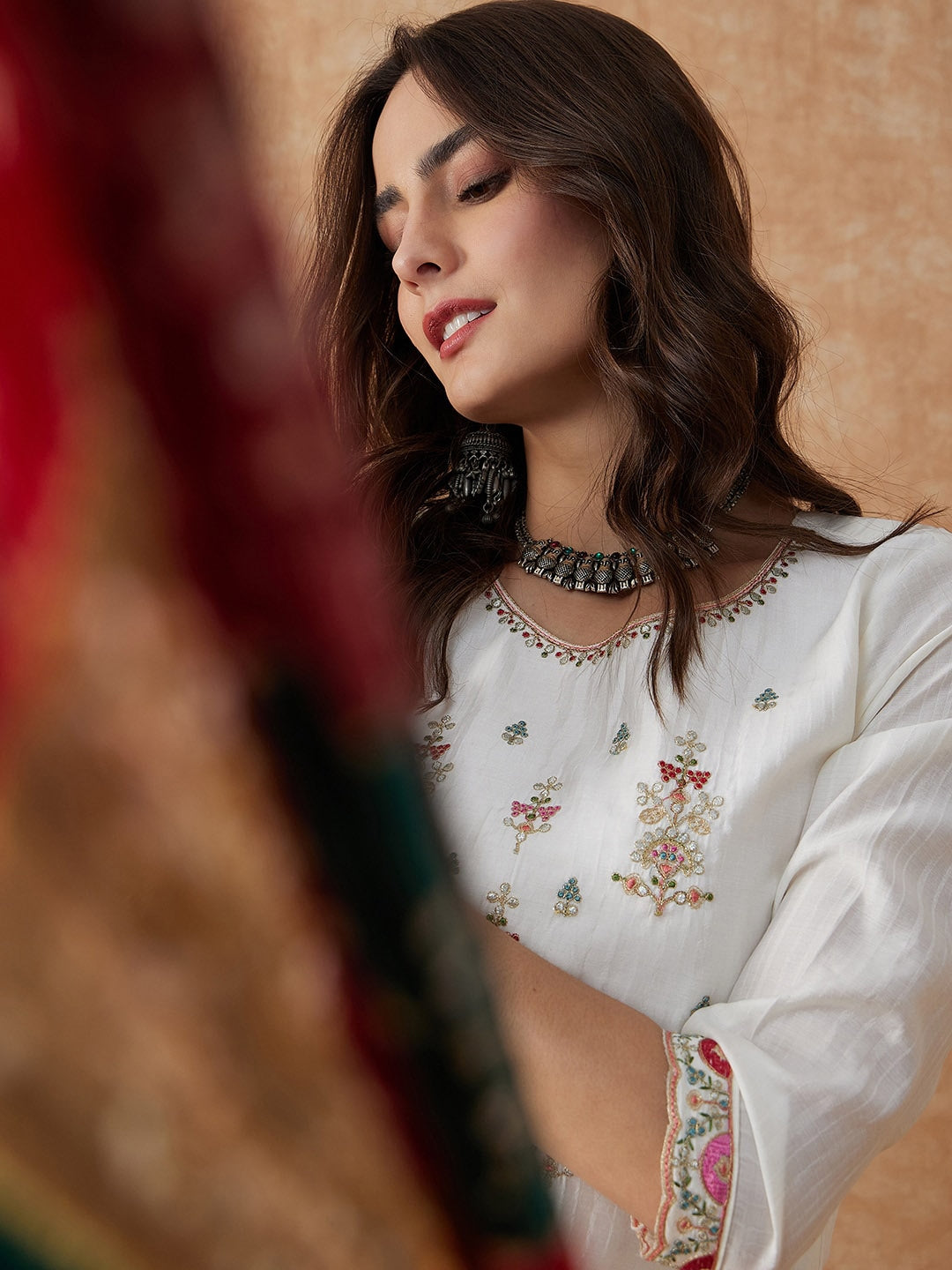 Embroidered A-Line Kurta Set
