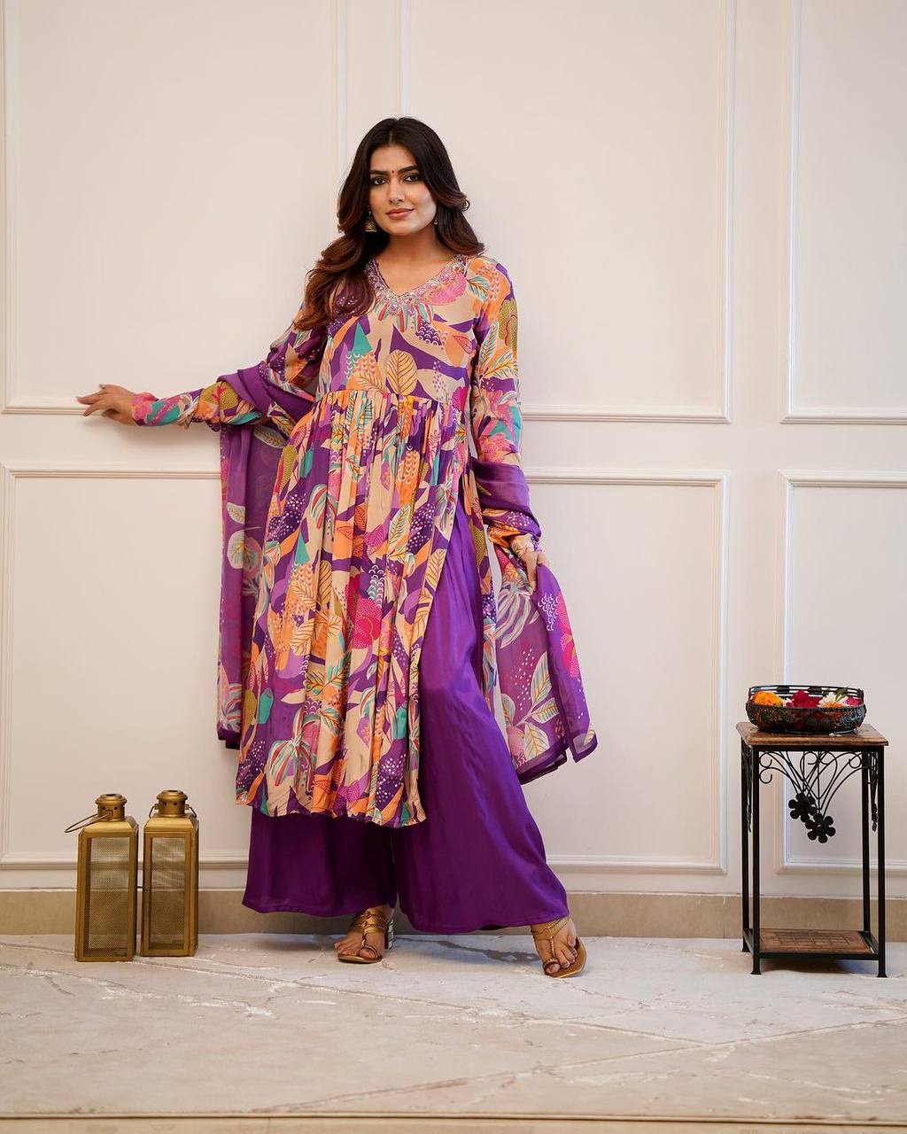 Women Embroidered PURE RUSSIAN SILK kurta set
