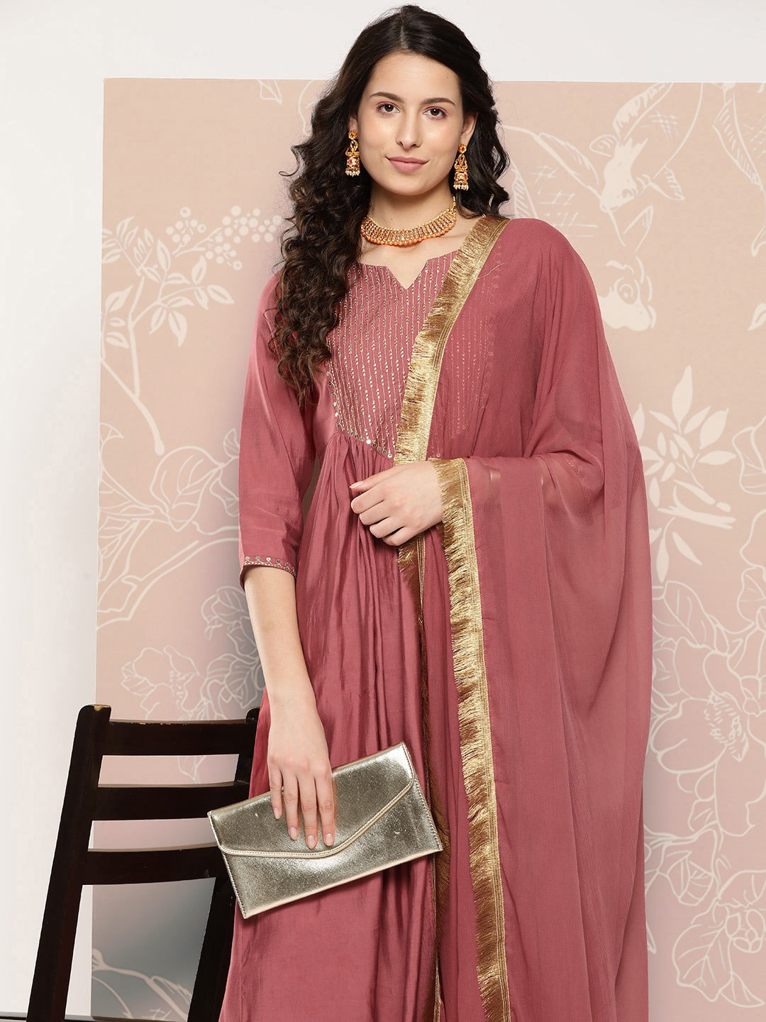 Round-Neck Straight Kurta Set