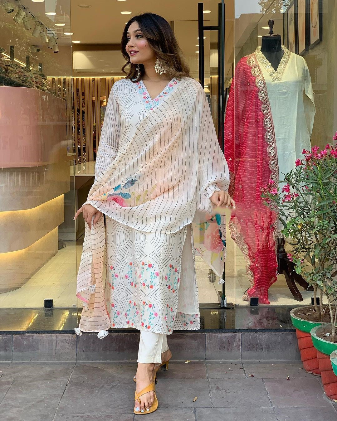 Women Embroidered Straight Kurta Set