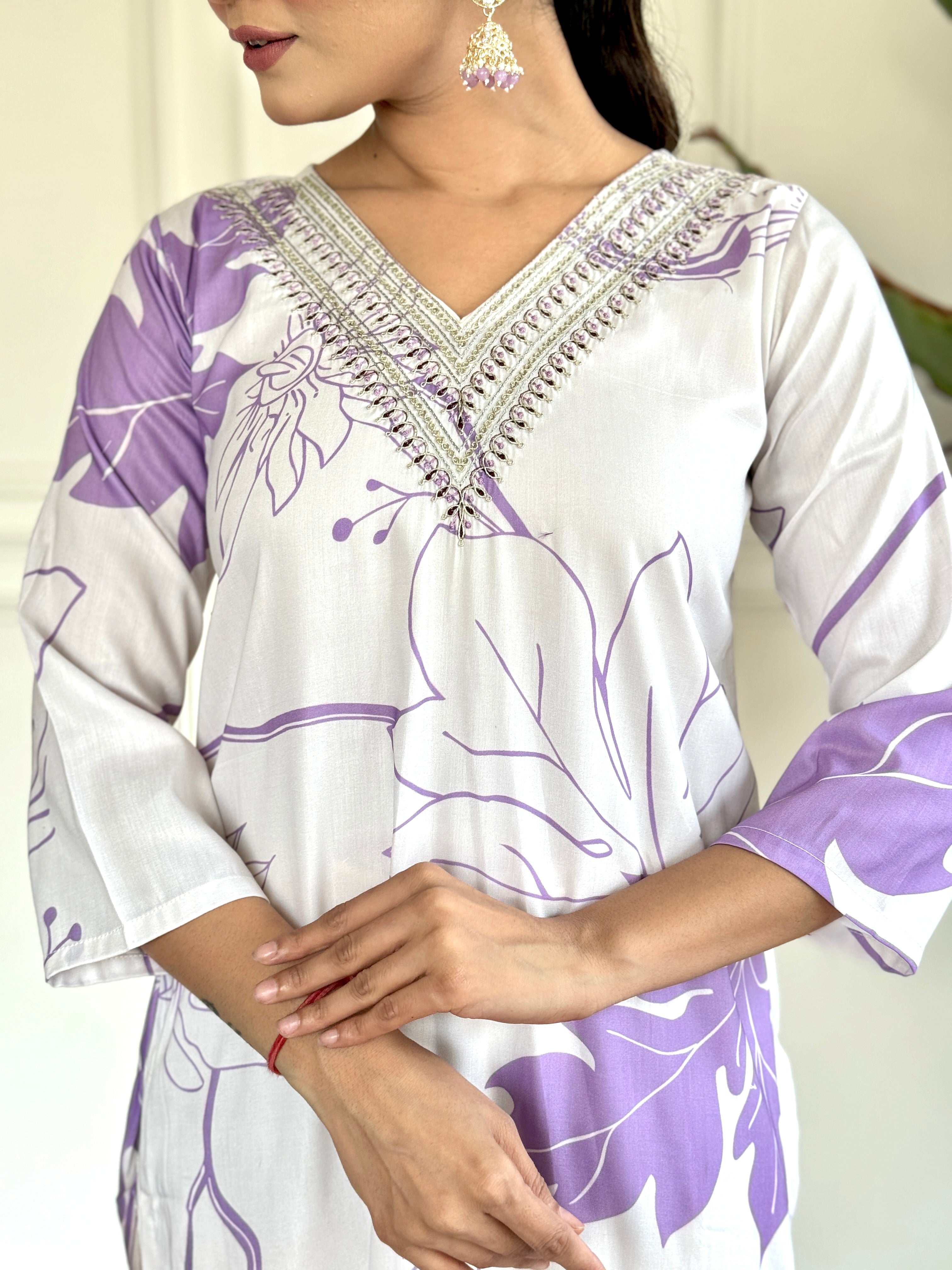 Women Embroidered Straight Kurta with Pants & Dupatta Set For Girls And Women ( white )