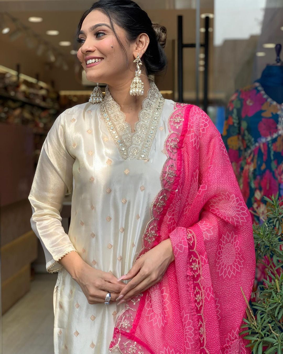 Women Embroidered Straight Kurta Set