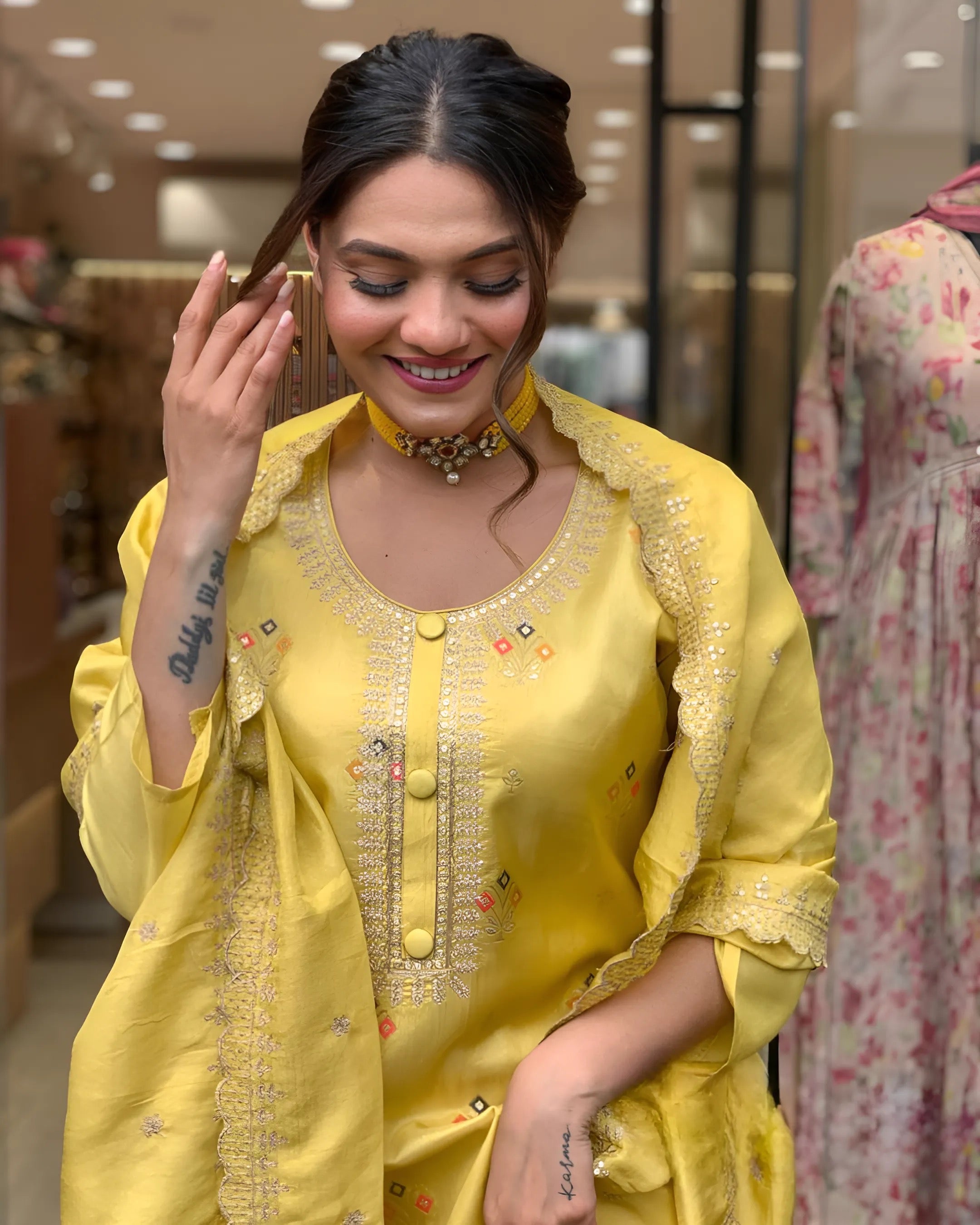 Women Embrodairy JAcquard Stright Kurta Set