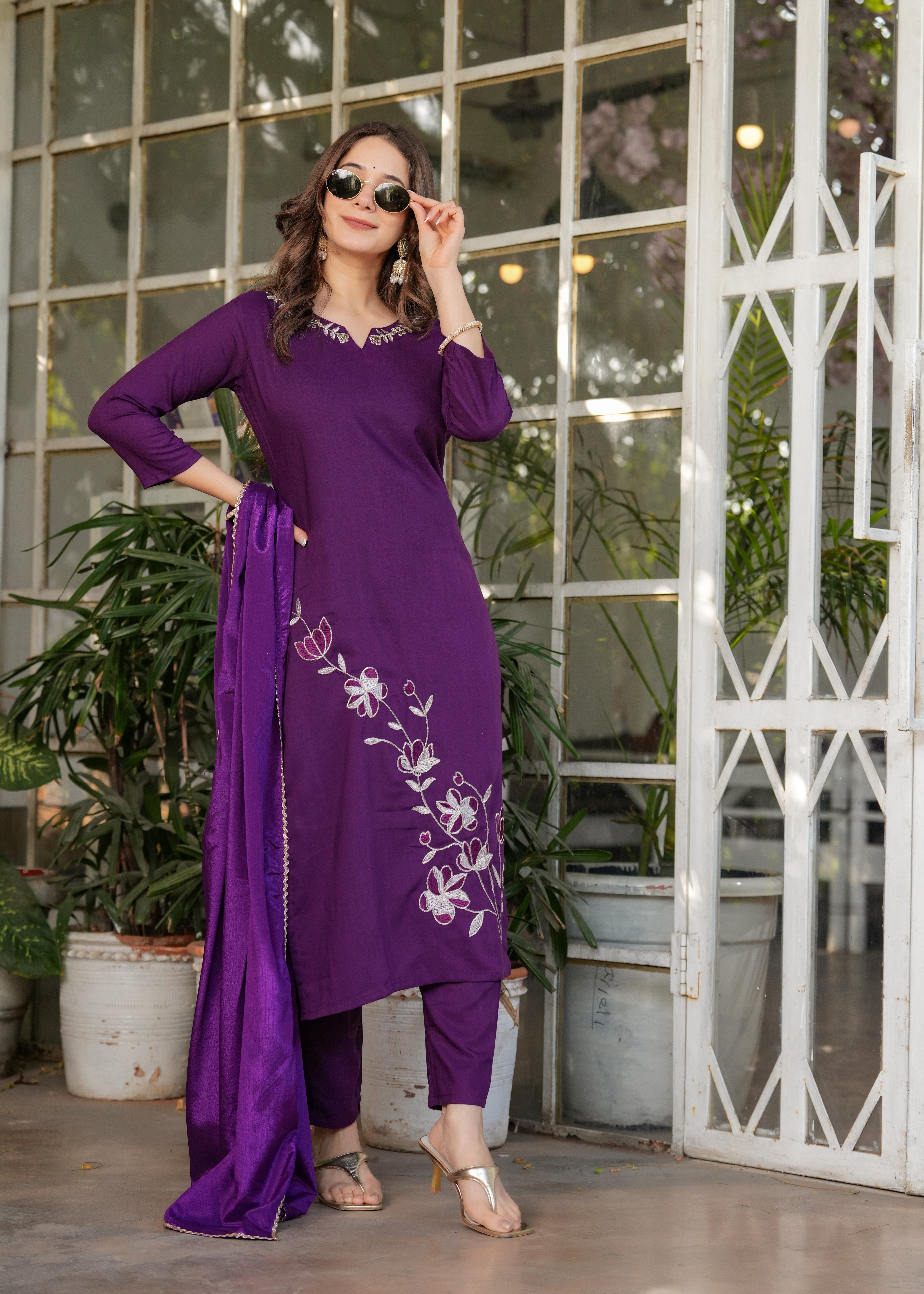 Elegant Purple Printed Kurti