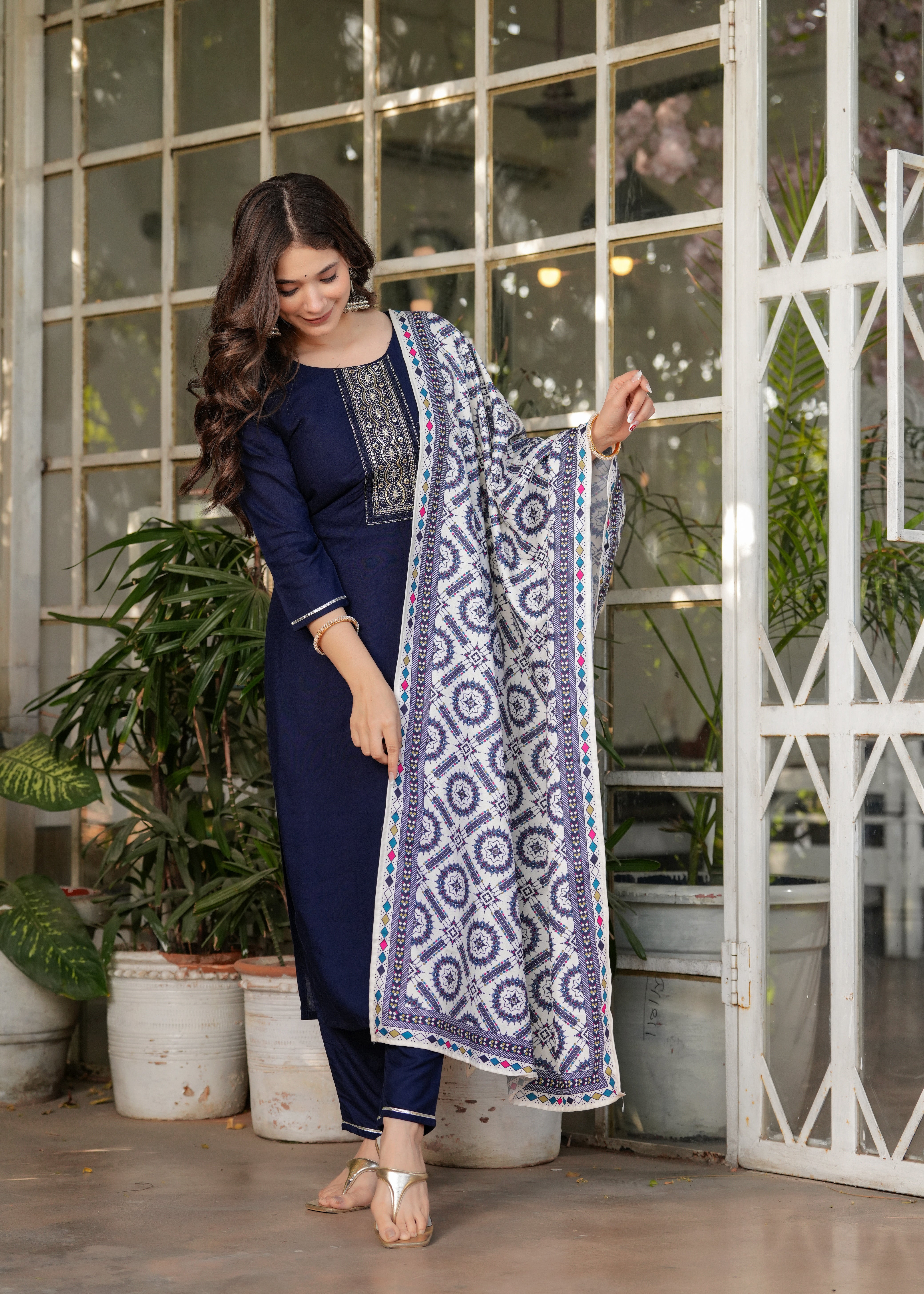 Elegant Navy Blue Kurti