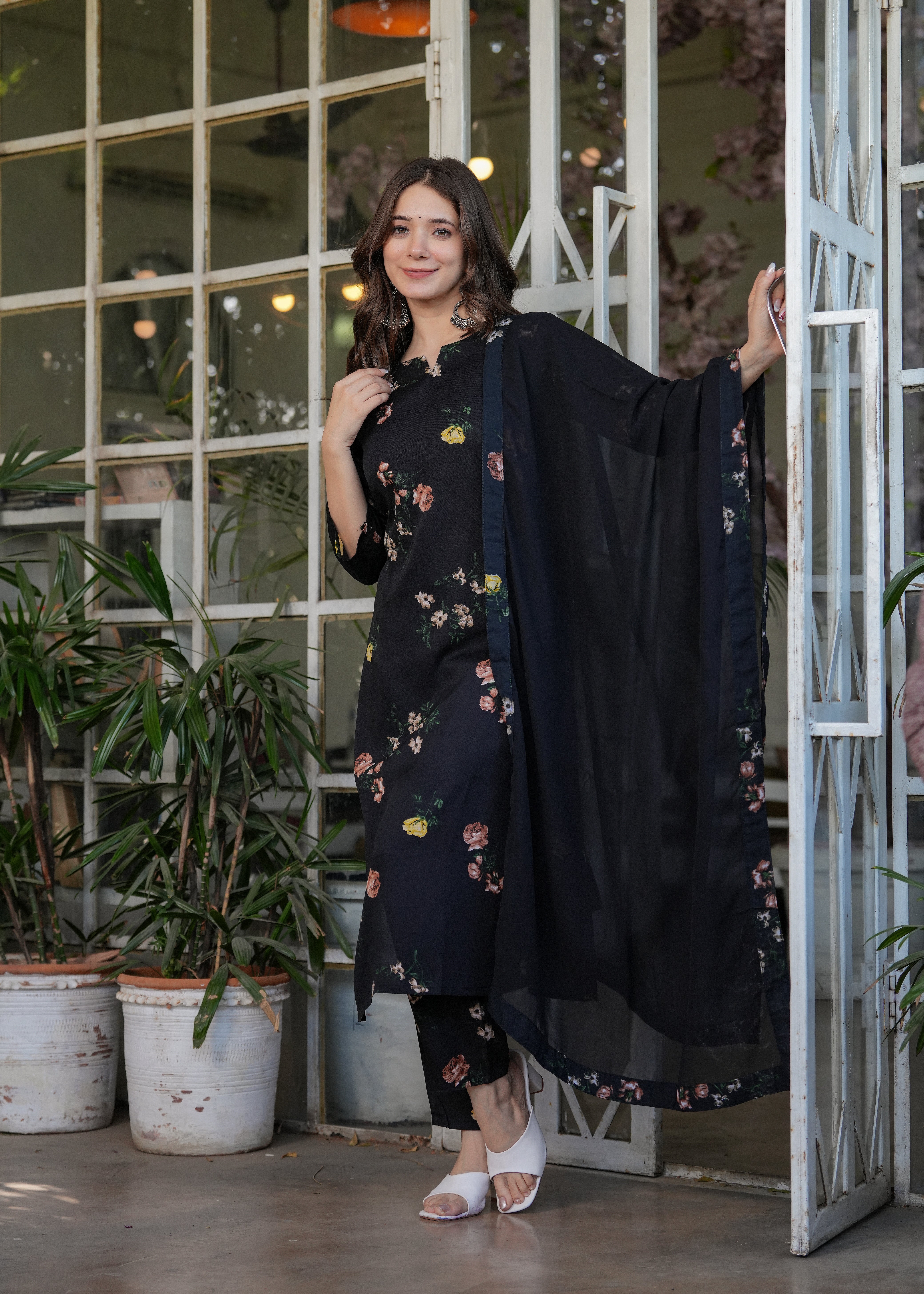 Elegant Black Floral Kurti