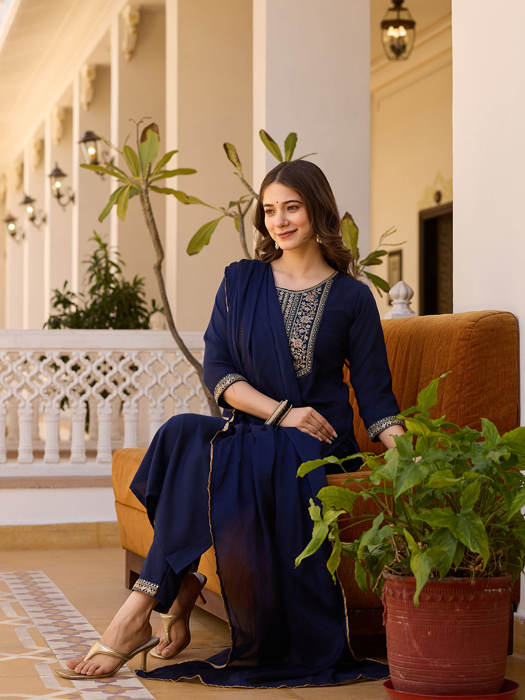 Elegant Navy Blue Kurti Set
