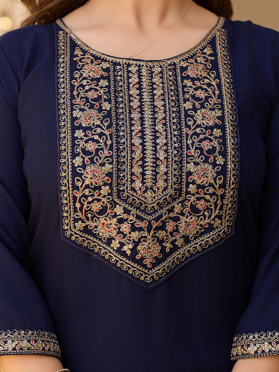 Elegant Navy Blue Kurti Set