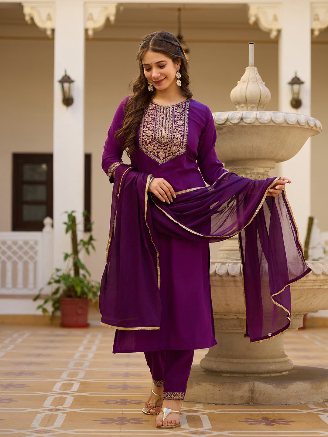 Elegant Purple Wine Kurti Set