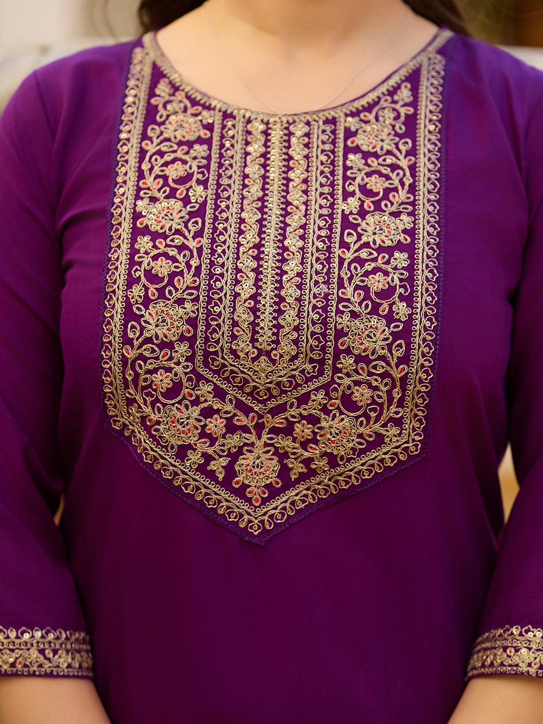 Elegant Purple Wine Kurti Set