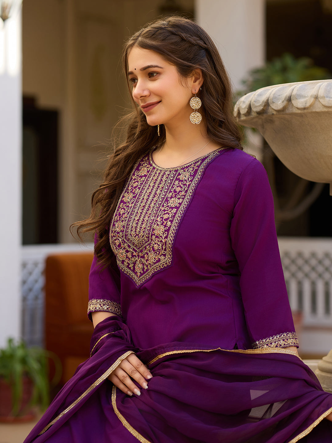 Elegant Purple Wine Kurti Set