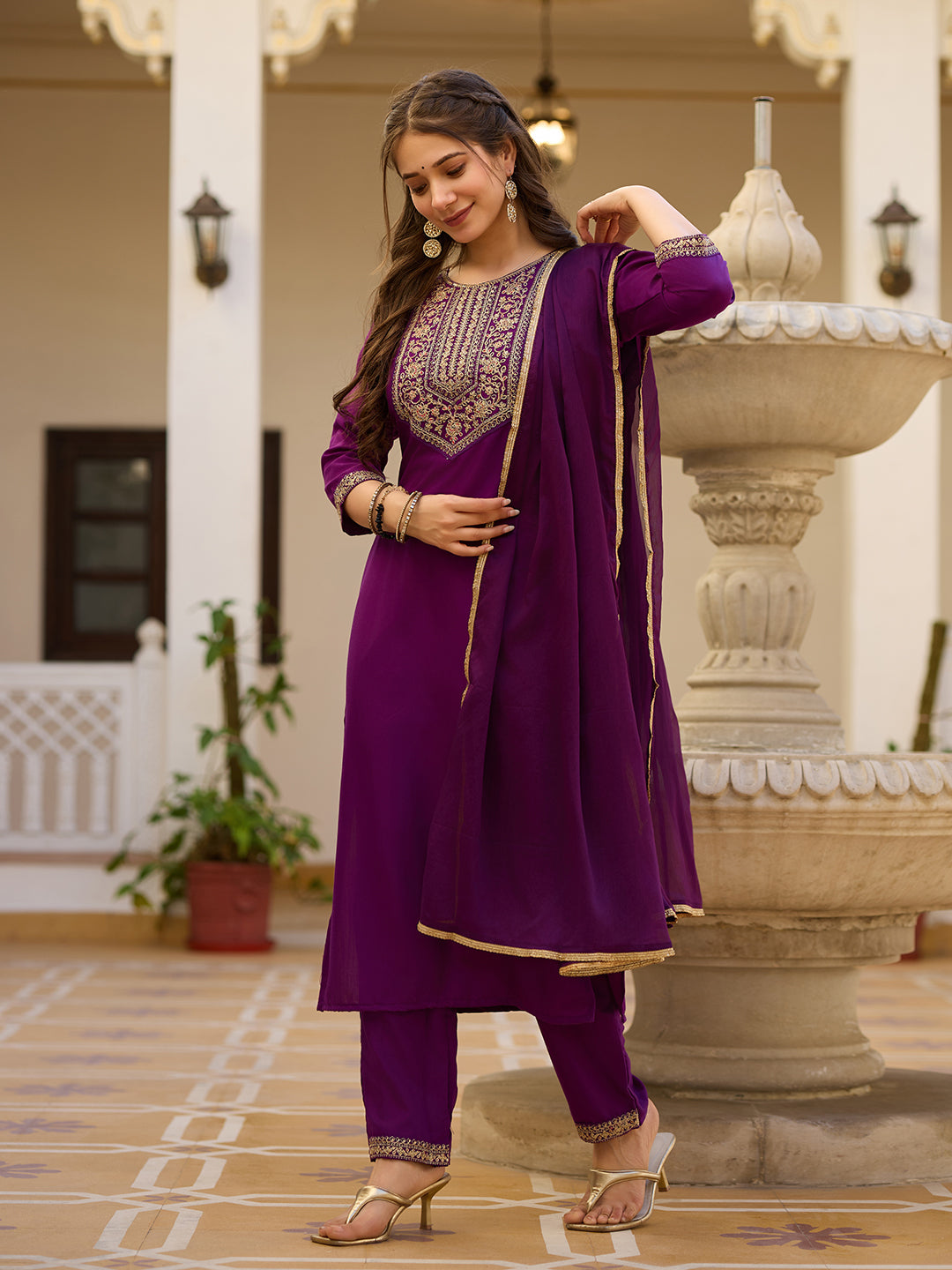 Elegant Purple Wine Kurti Set