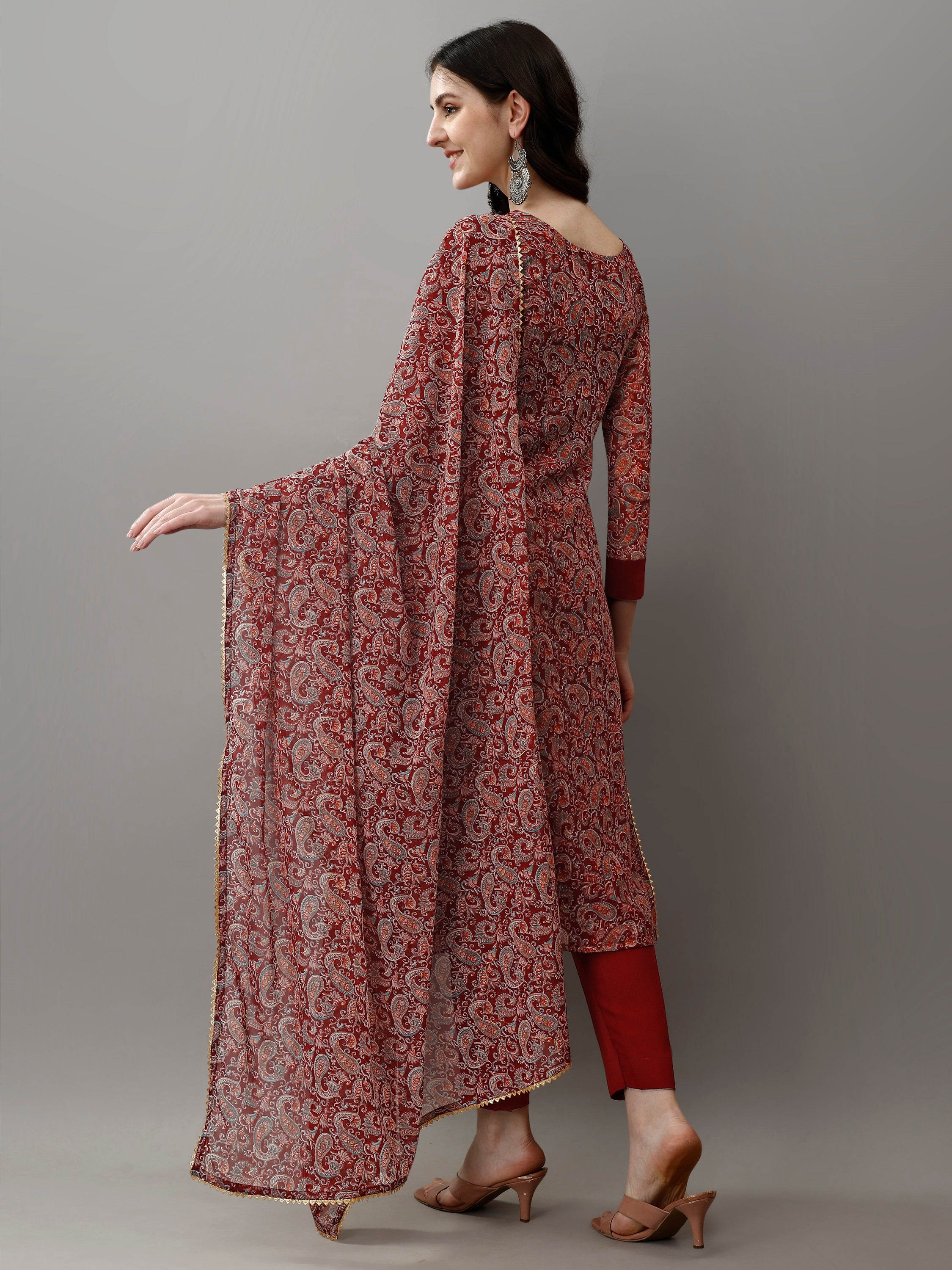 Maroon-Red Printed Design Kurti