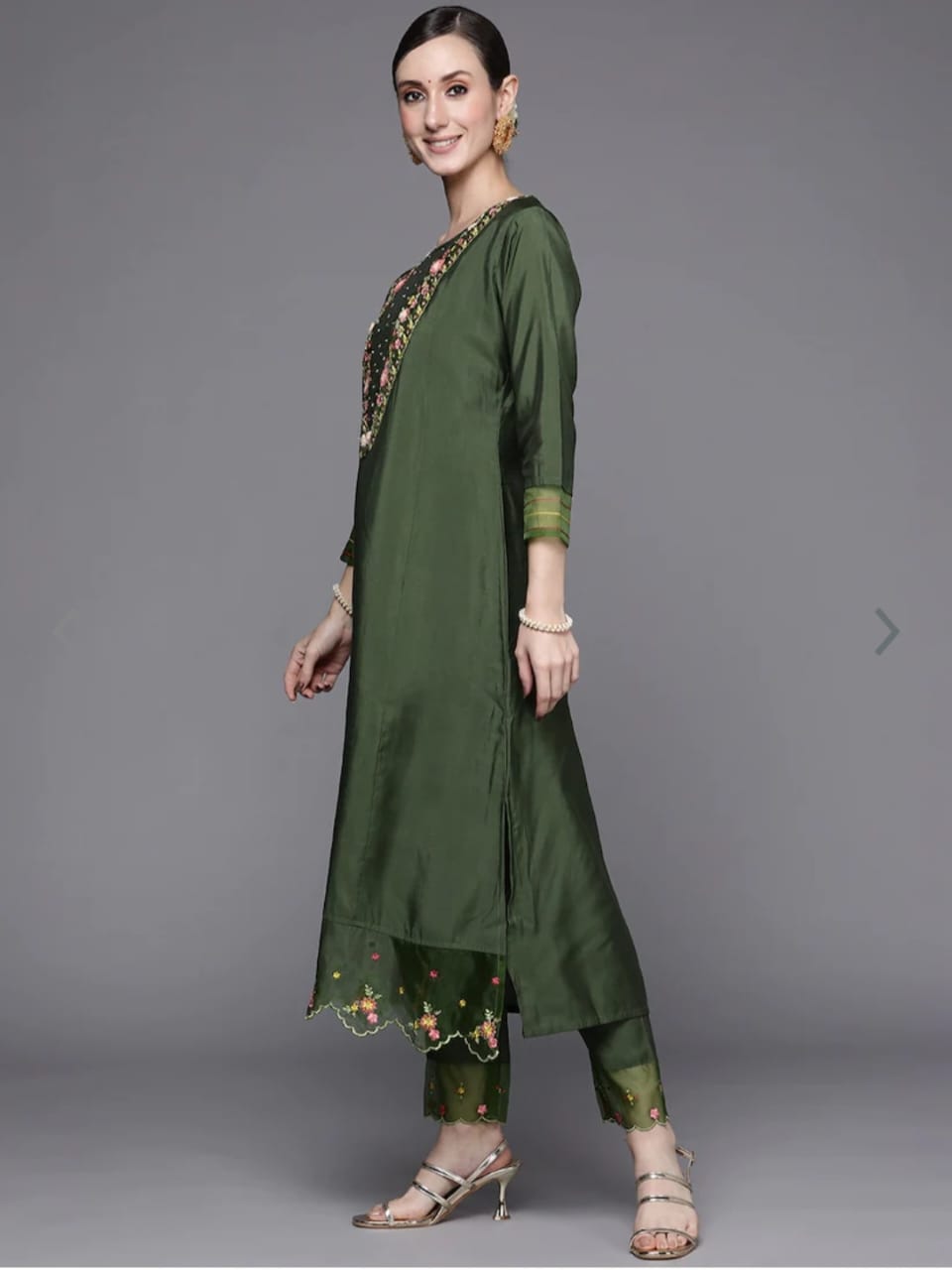 Women Embroidered Straight Kurta & Pants with Dupatta Set
