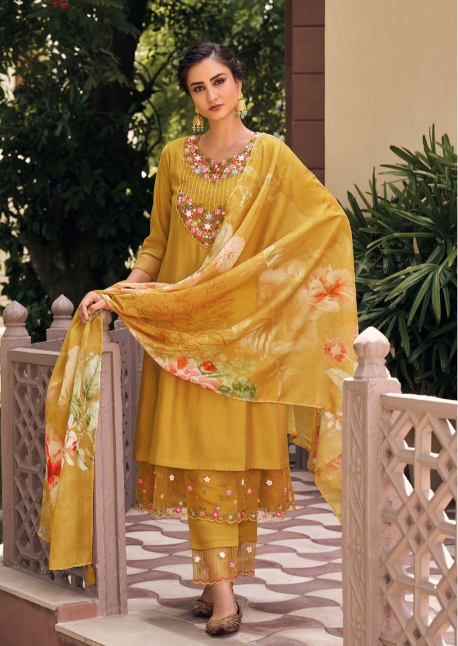 Women Embroidered Straight Kurta & Pants with Dupatta Set